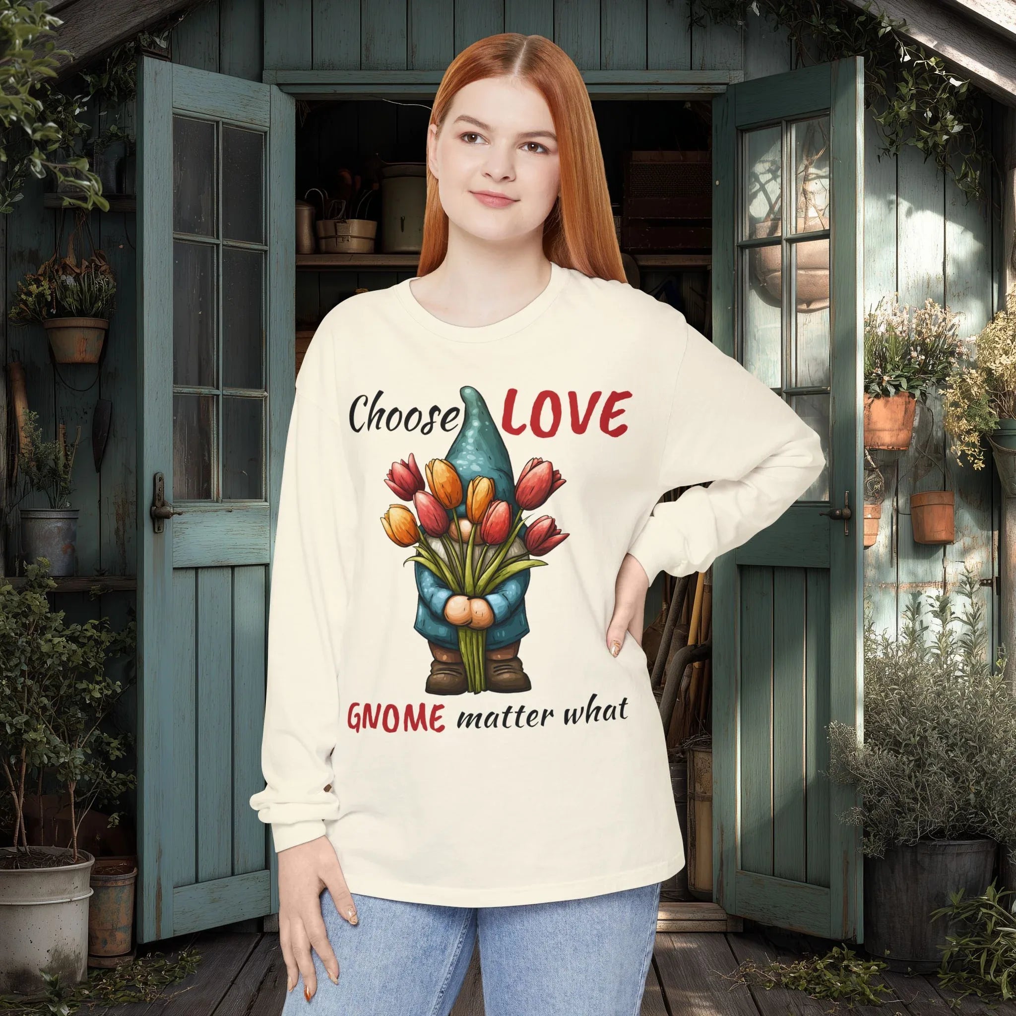 Choose LOVE Gnome Matter What Long Sleeve Tee