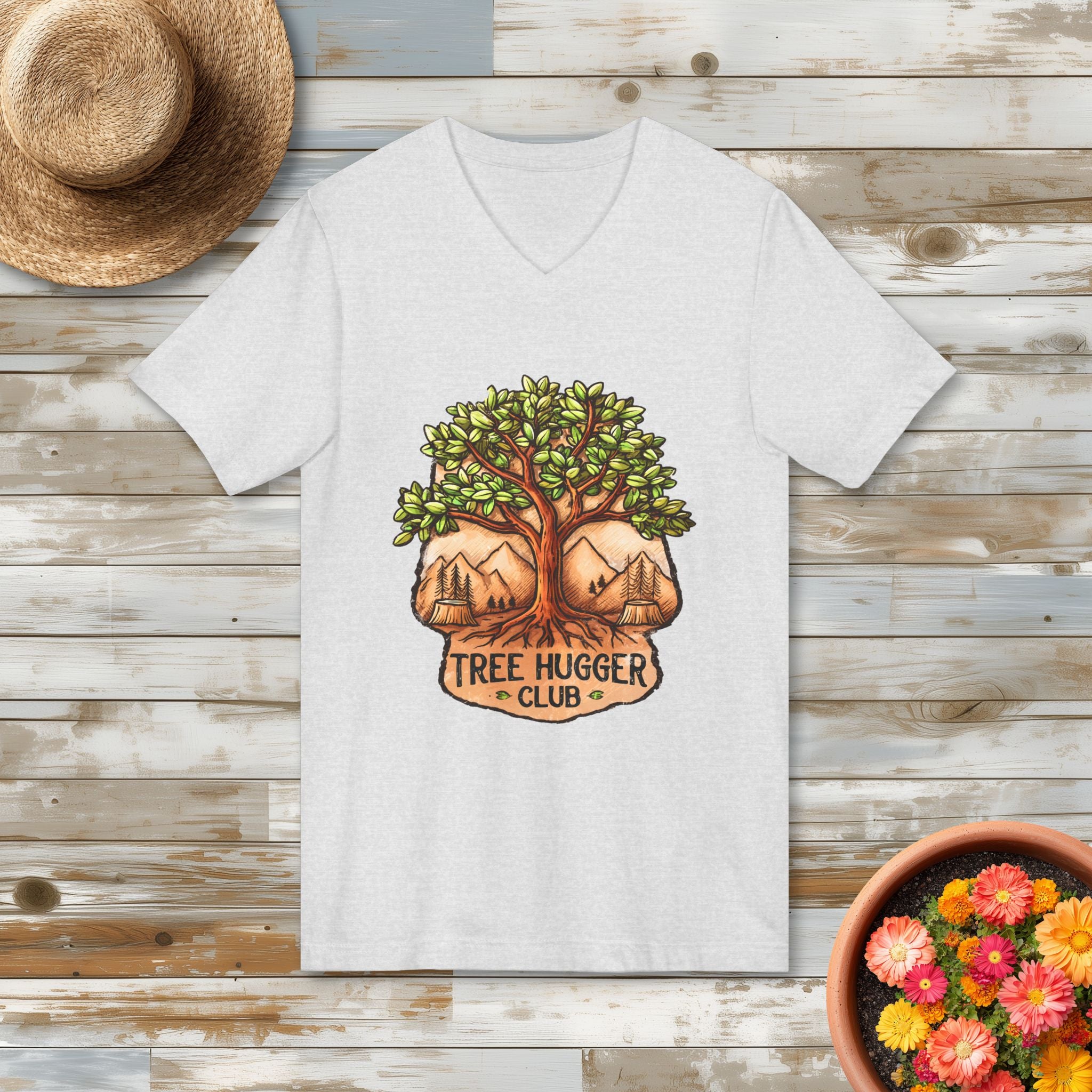 Park Badge Tree Hugger Club V-Neck T-Shirt