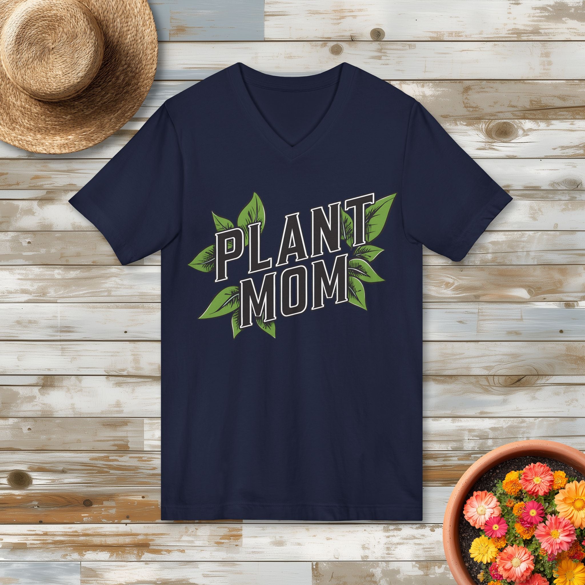 Plant Mom Varsity Shirt for Gardeners  V-Neck T-Shirt