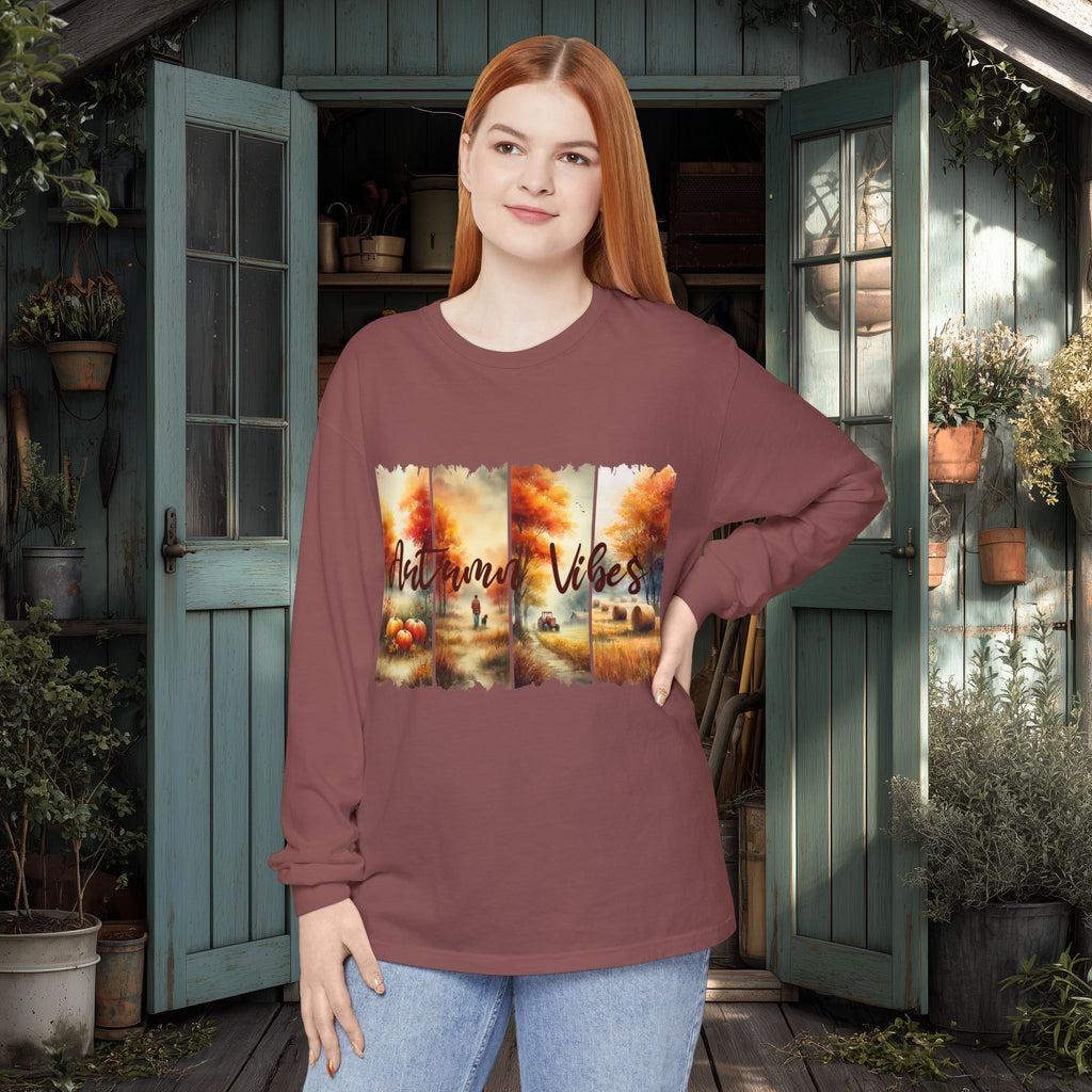 Autumn Vibes Farm Scene Long Sleeve Tee