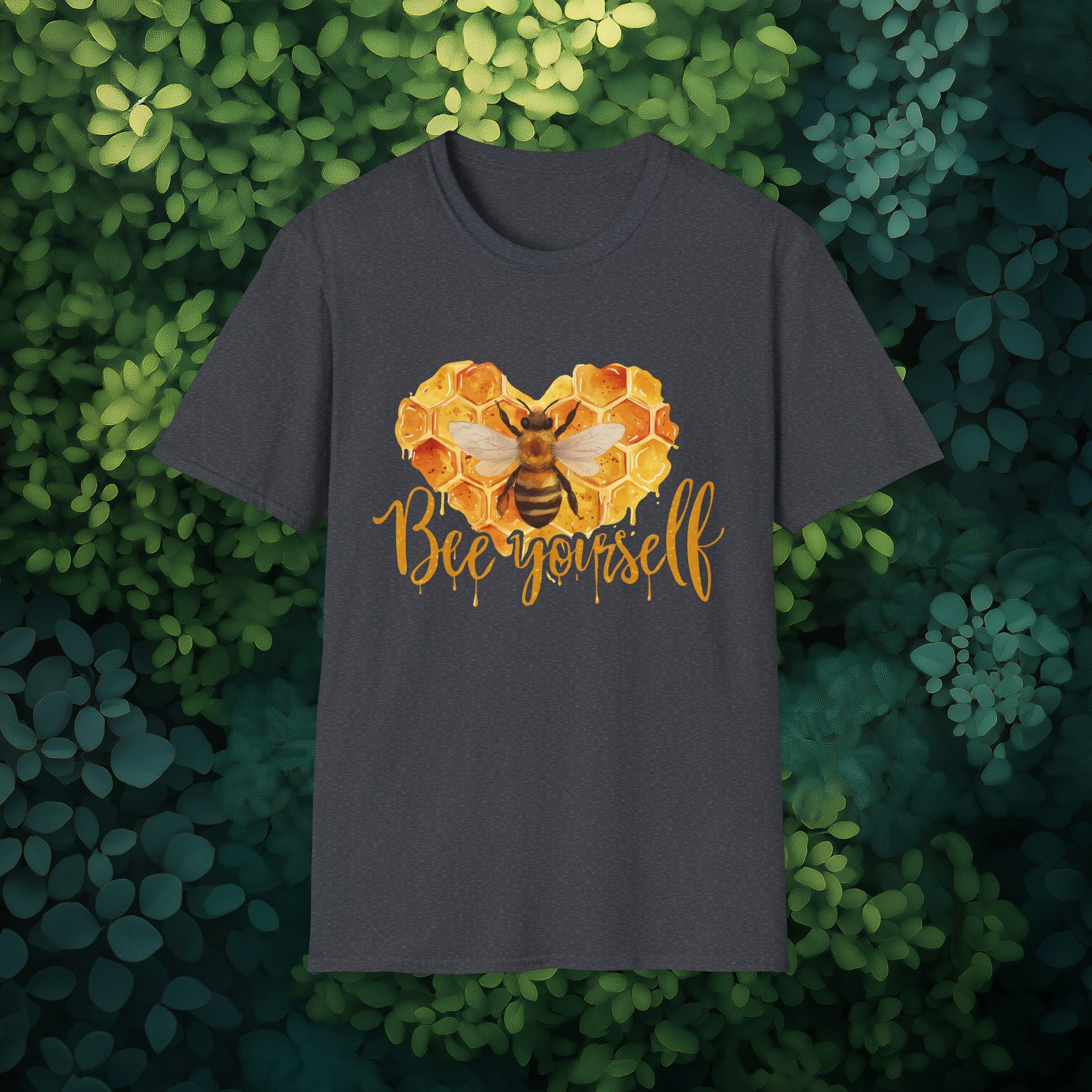 Sweet Honeycomb Heart Bee Yourself Unisex T-Shirt for Gardeners, Nature Lovers, Bee Enthusiasts