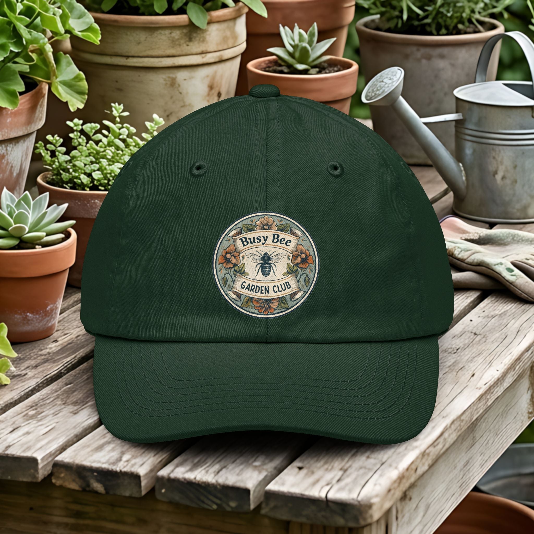 Busy Bee Garden Club Dad Hat – Retro Nature Emblem Cap