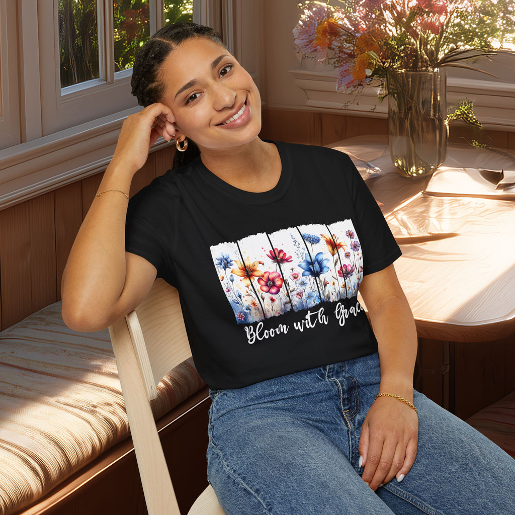 Bloom with Grace  Floral T-shirt for Nature and Flower Lovers