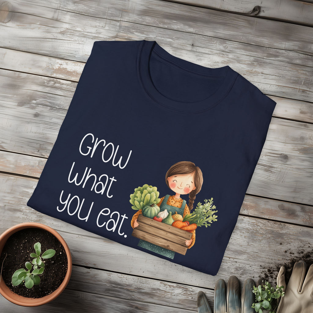 Grow What You Eat, Cartoon Gardener T-Shirt