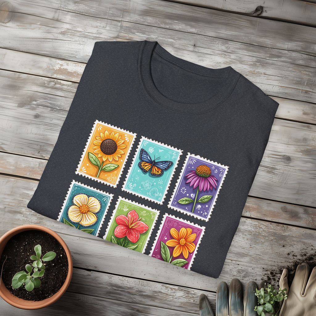 Whimsical 3x3 Floral & Butterfly Stamp Collection T-Shirt