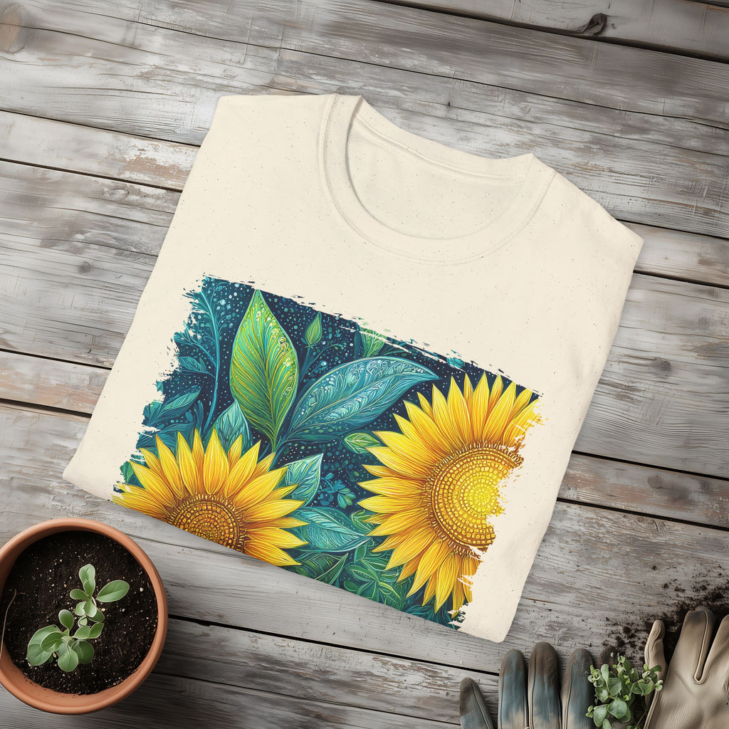 Whimsical Sunflower Garden T-Shirt for Plant Lovers and Gardeners