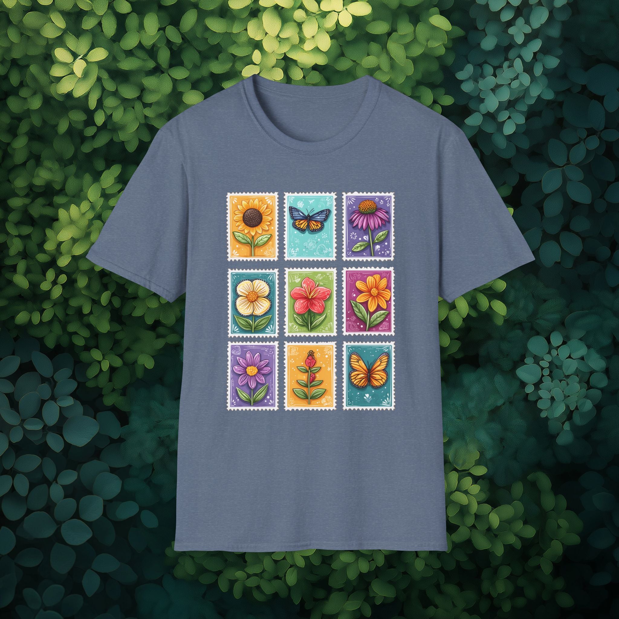 Whimsical 3x3 Floral & Butterfly Stamp Collection T-Shirt