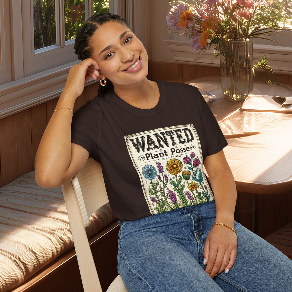 Plant Posse Wanted Poster T-Shirt – Funny Gardening Design