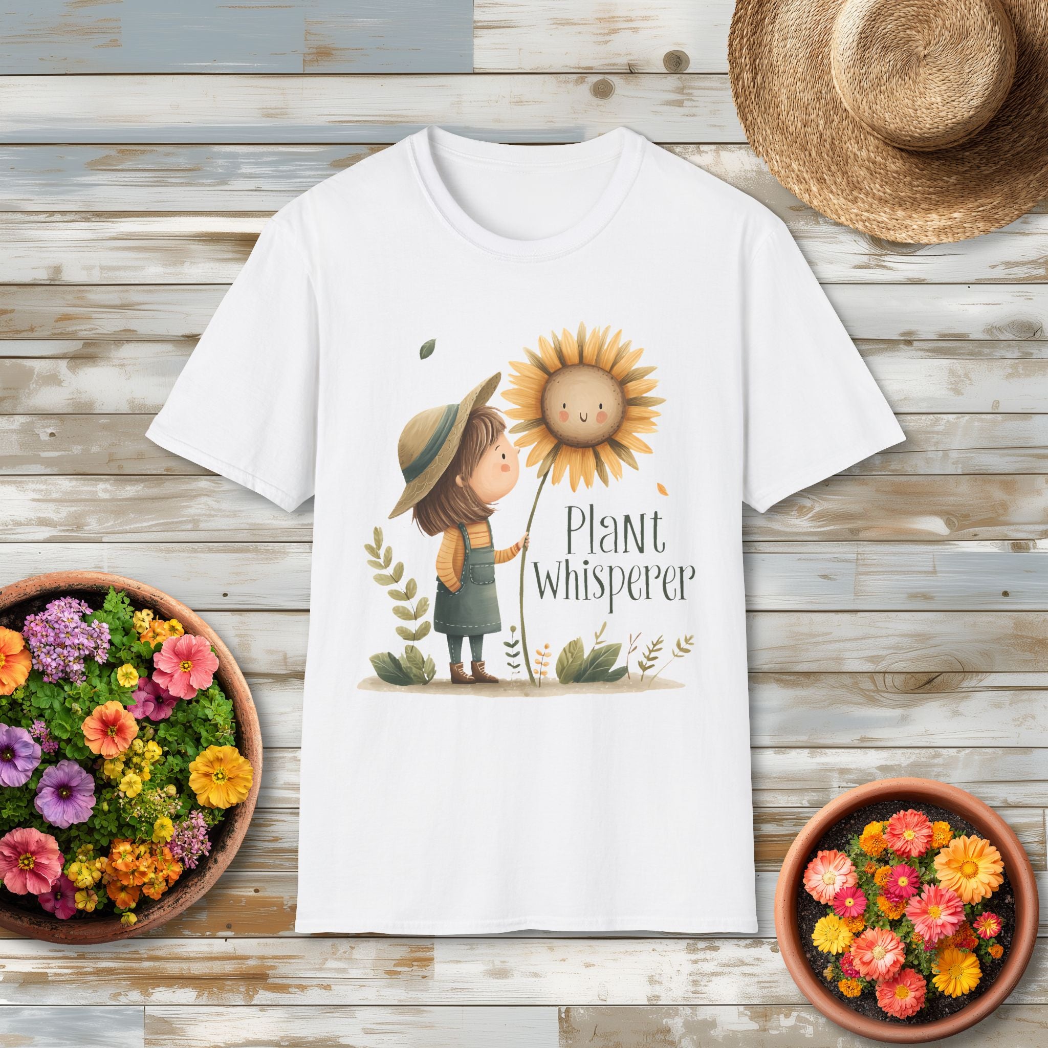 Plant Whisperer Girl and Sunflower T-Shirt