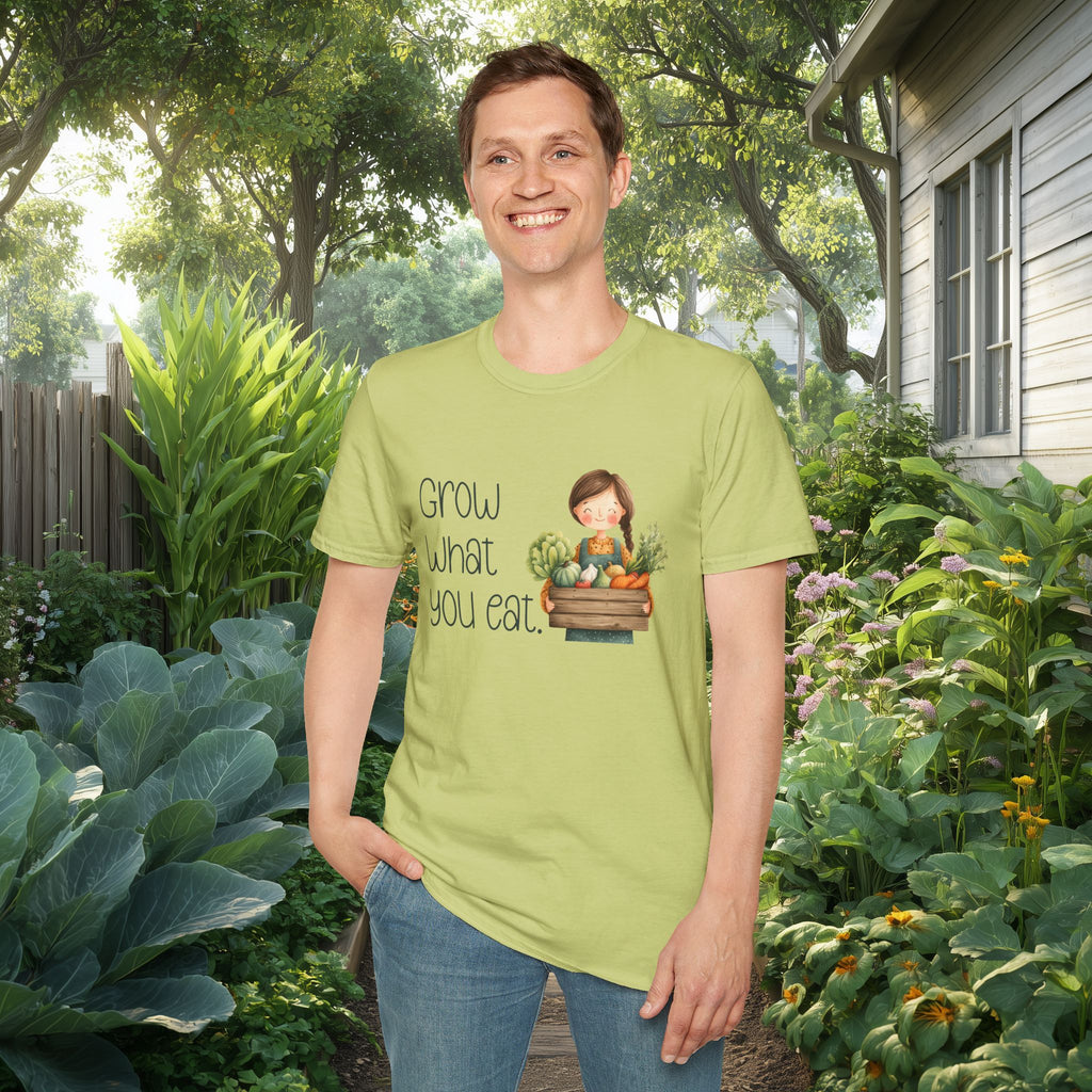 Grow What You Eat, Cartoon Gardener T-Shirt