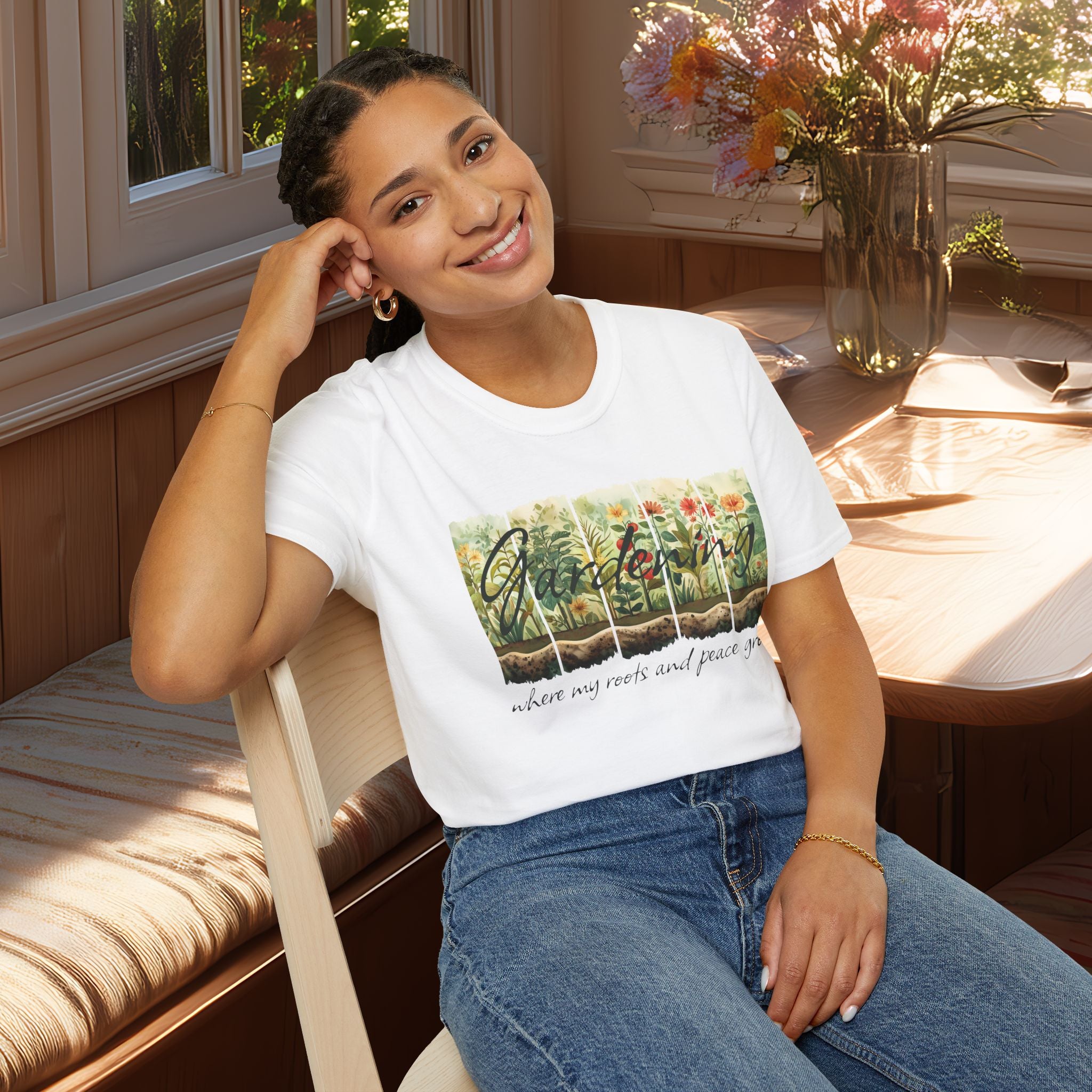 Where My Roots and Peace Grow T-Shirt for Gardeners