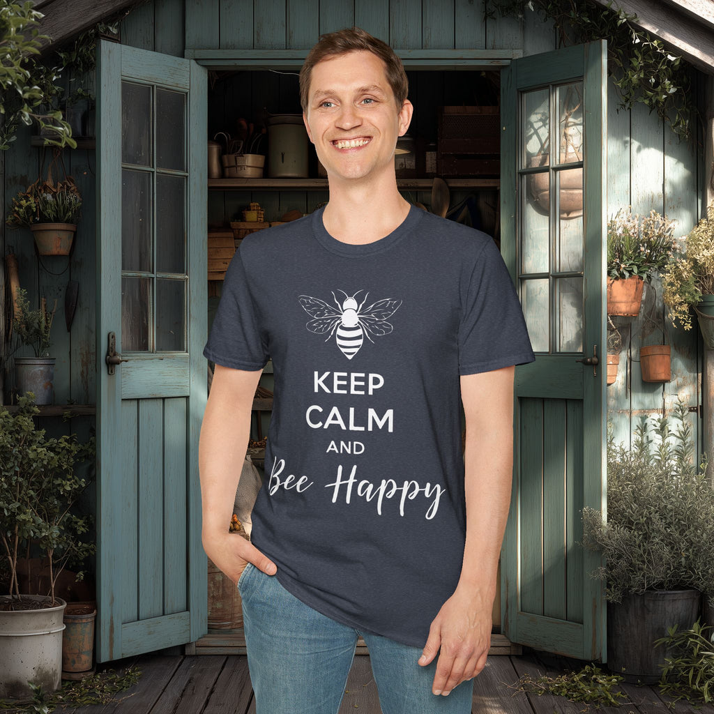 Keep Calm and Bee Happy Motivational T-Shirt