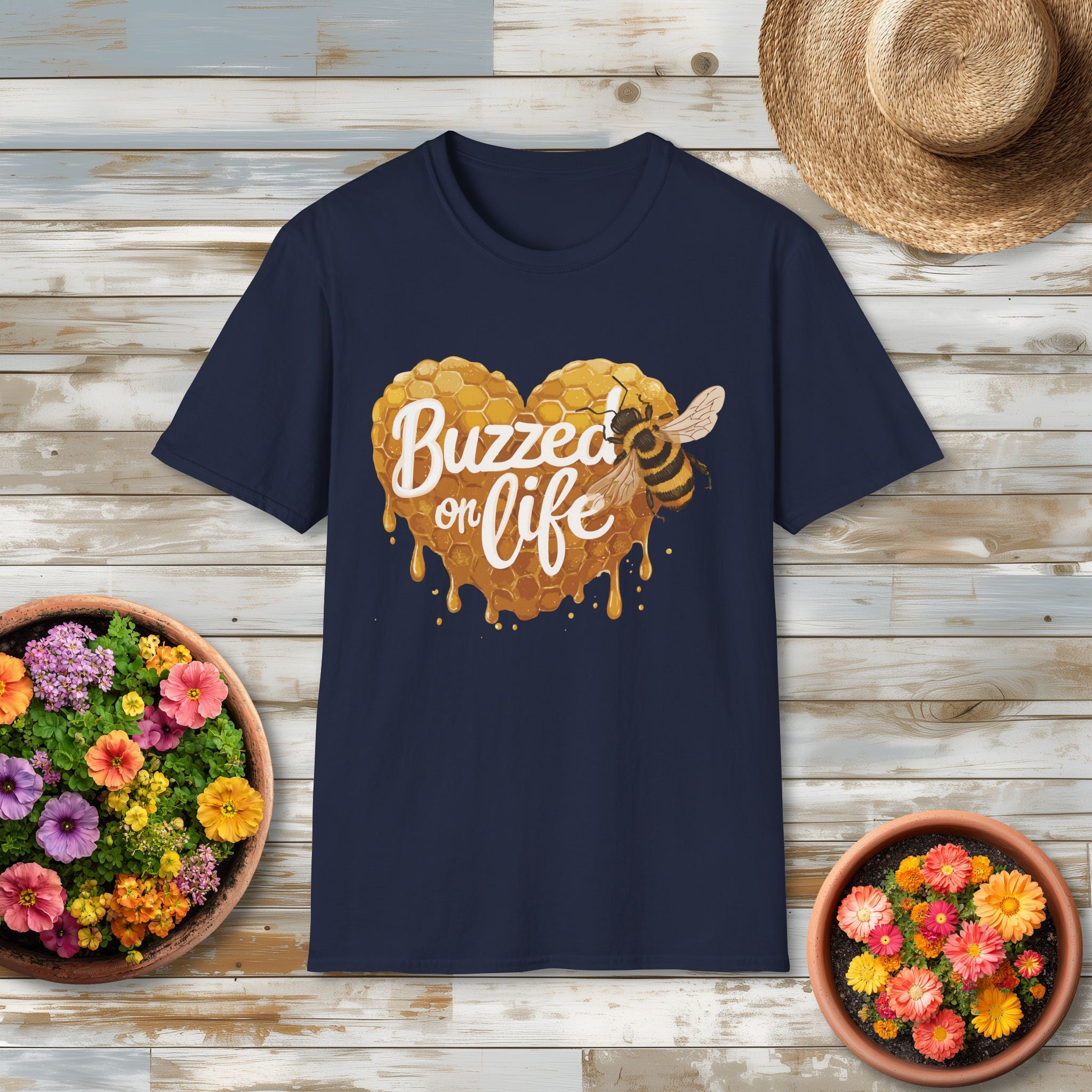 Buzzed on Life T-Shirt for Bee Lovers, Gardeners, Nature Lovers