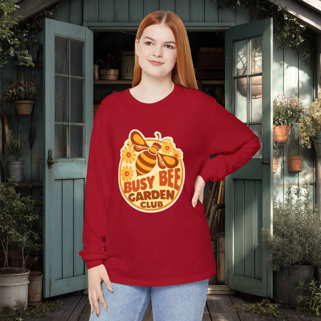 Busy Bee Garden Club Long Sleeve Tee – Retro 60s Bee Shirt