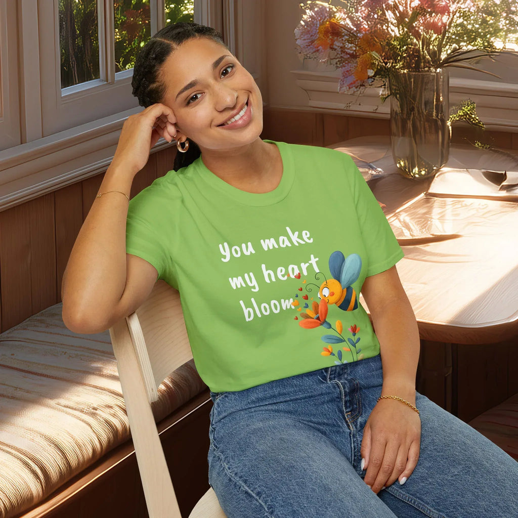 You Make My Heart Bloom Shirt – Cute Bee & Flower Tee