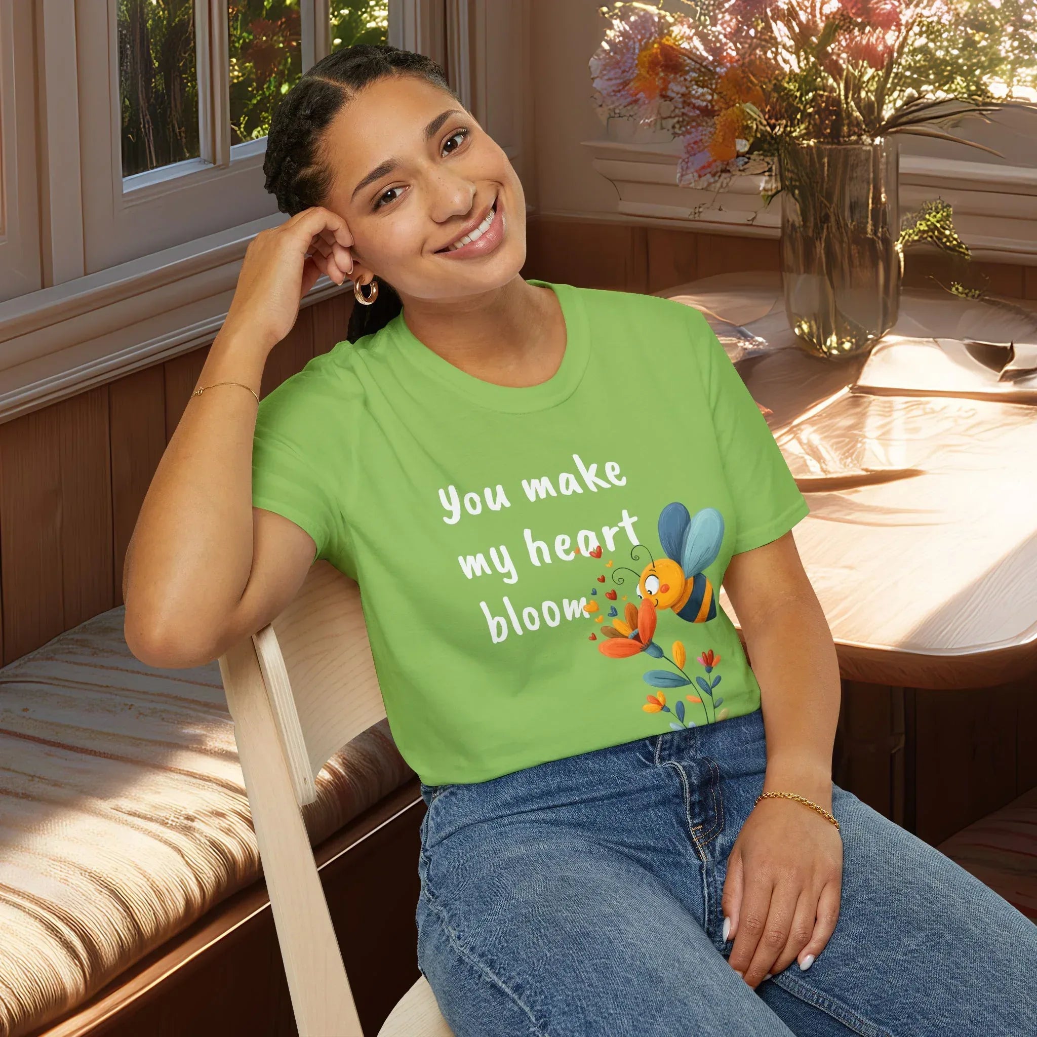 You Make My Heart Bloom Shirt – Cute Bee & Flower Tee