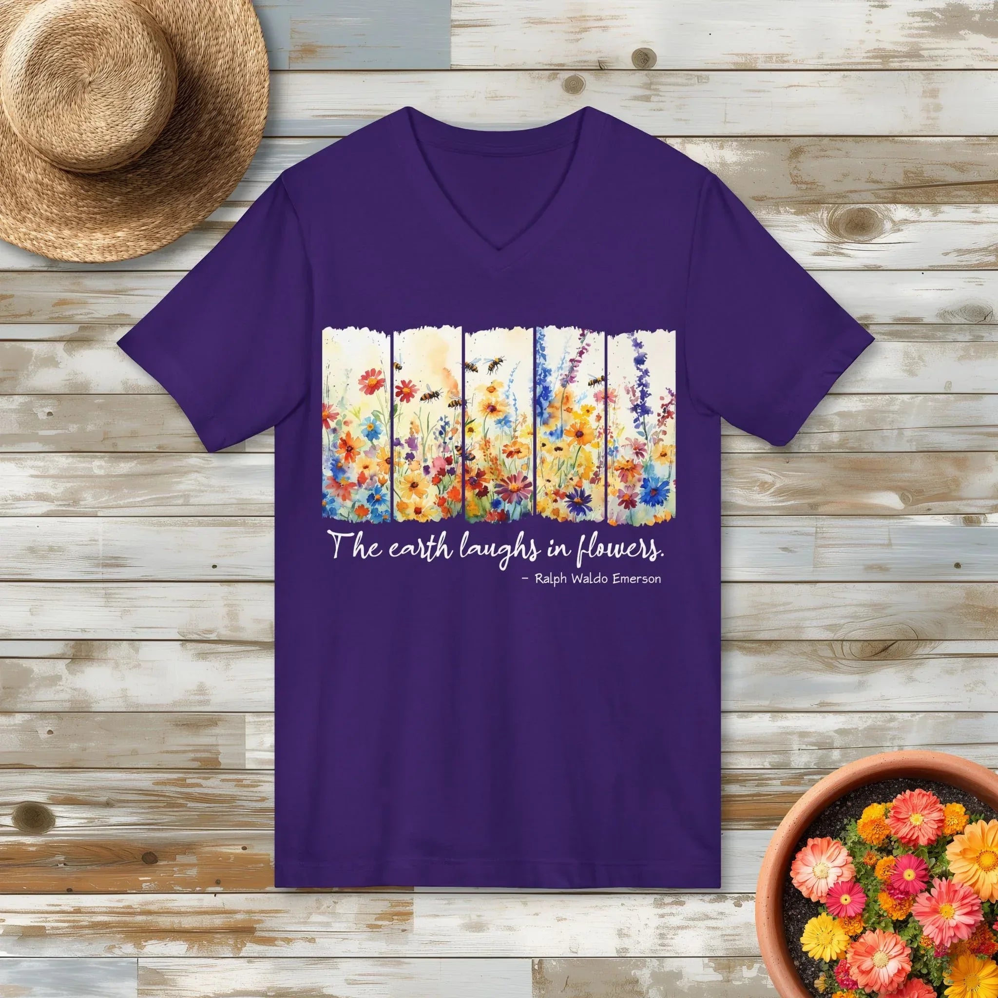 Earth Laughs in Flowers V-Neck Shirt – Emerson Wildflower Tee