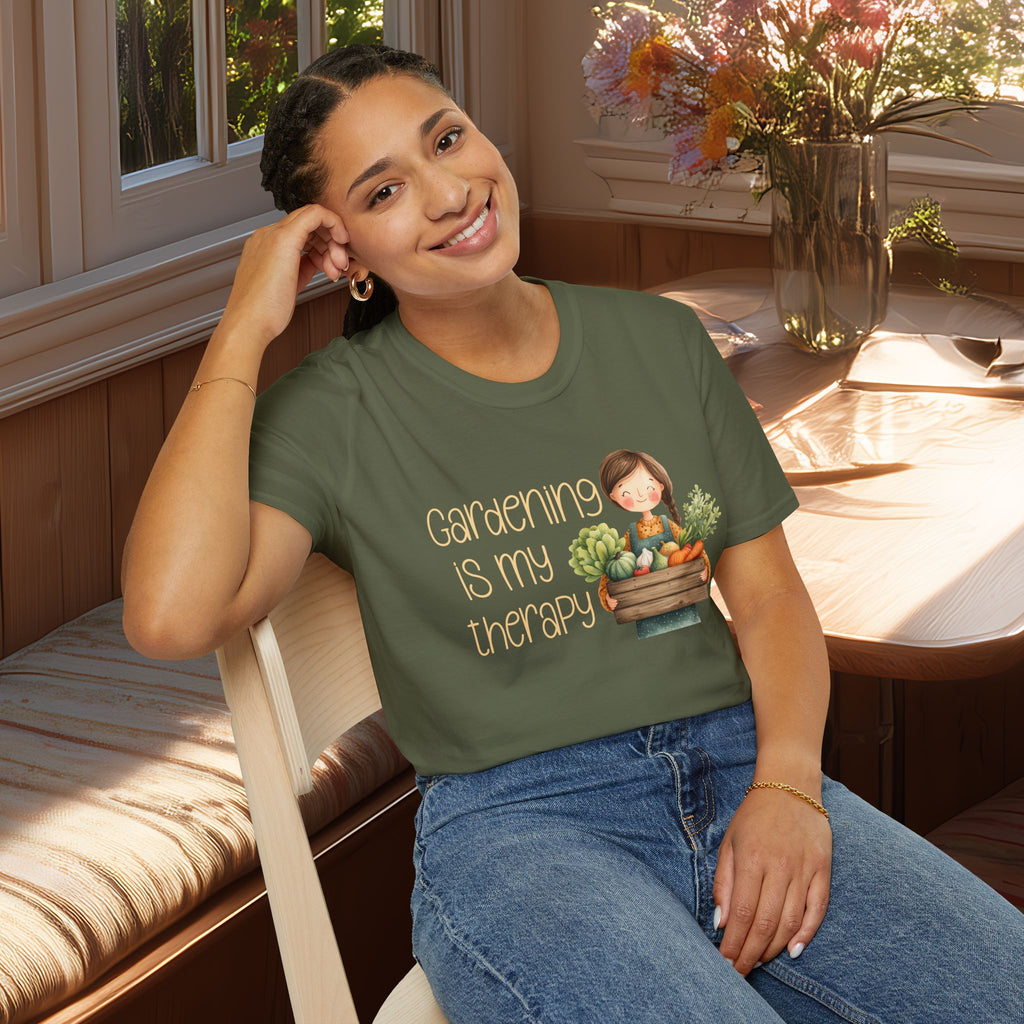 Gardening is My Therapy, Cartoon Gardener T-Shirt