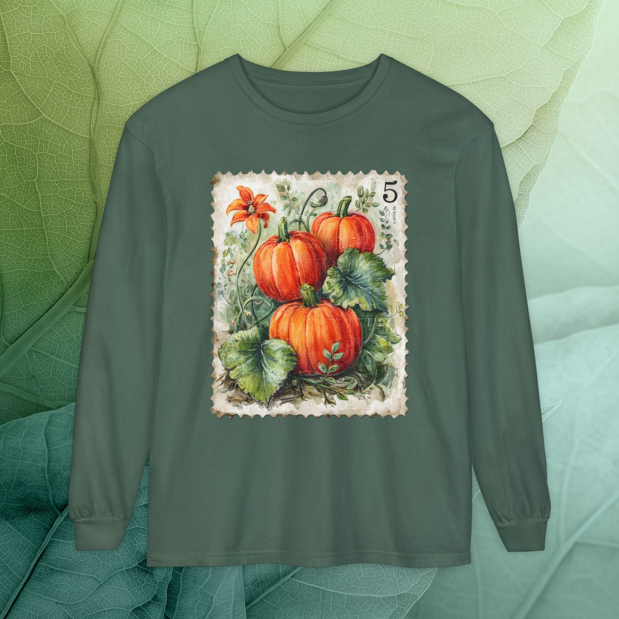 Pumpkin Trio Stamp Long Sleeve Tee
