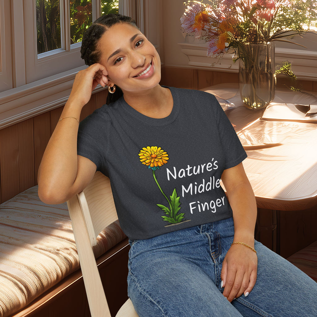 Nature’s Middle Finger T-Shirt – Funny Yellow Dandelion