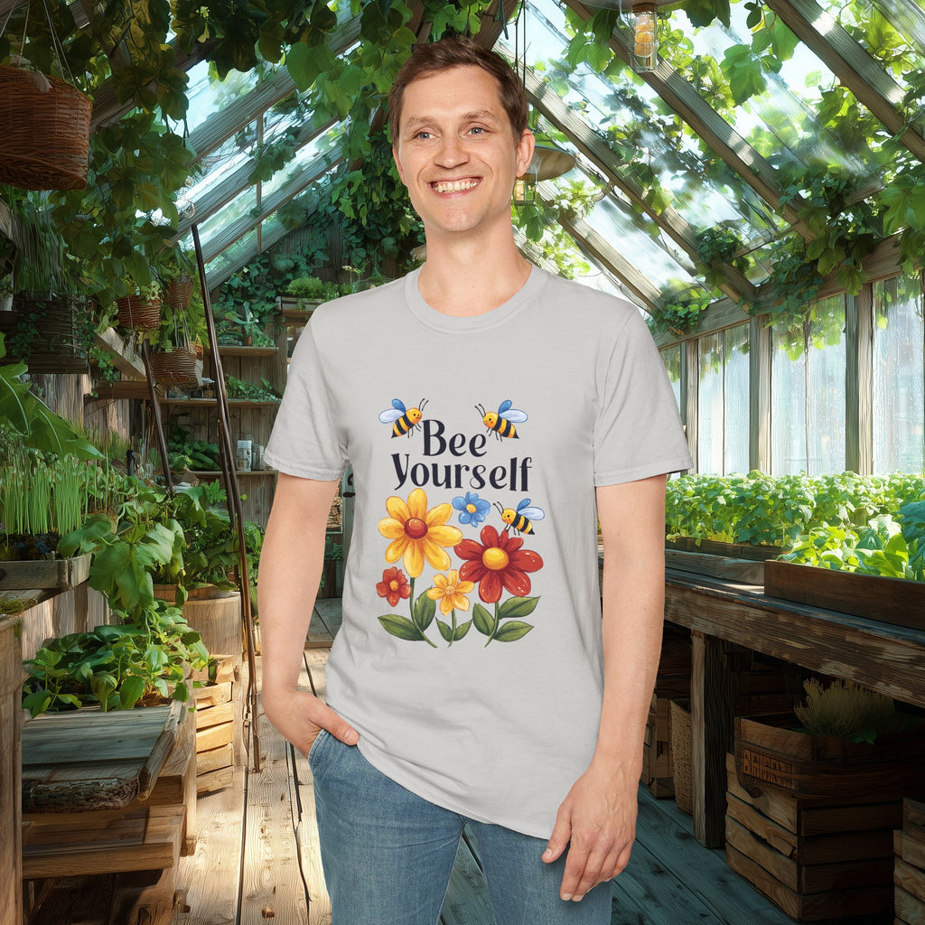 Bee Yourself Cartoon Bees and Flowers T-shirt for Nature and Bee Lovers