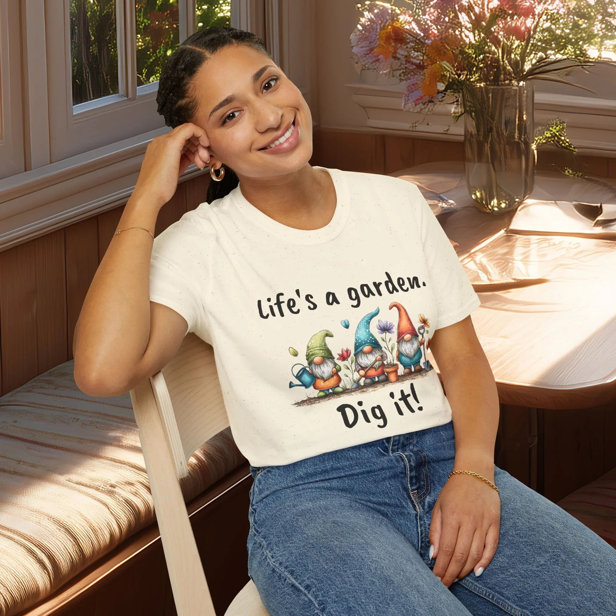 Whimsical Garden Gnome Life’s a Garden T-Shirt