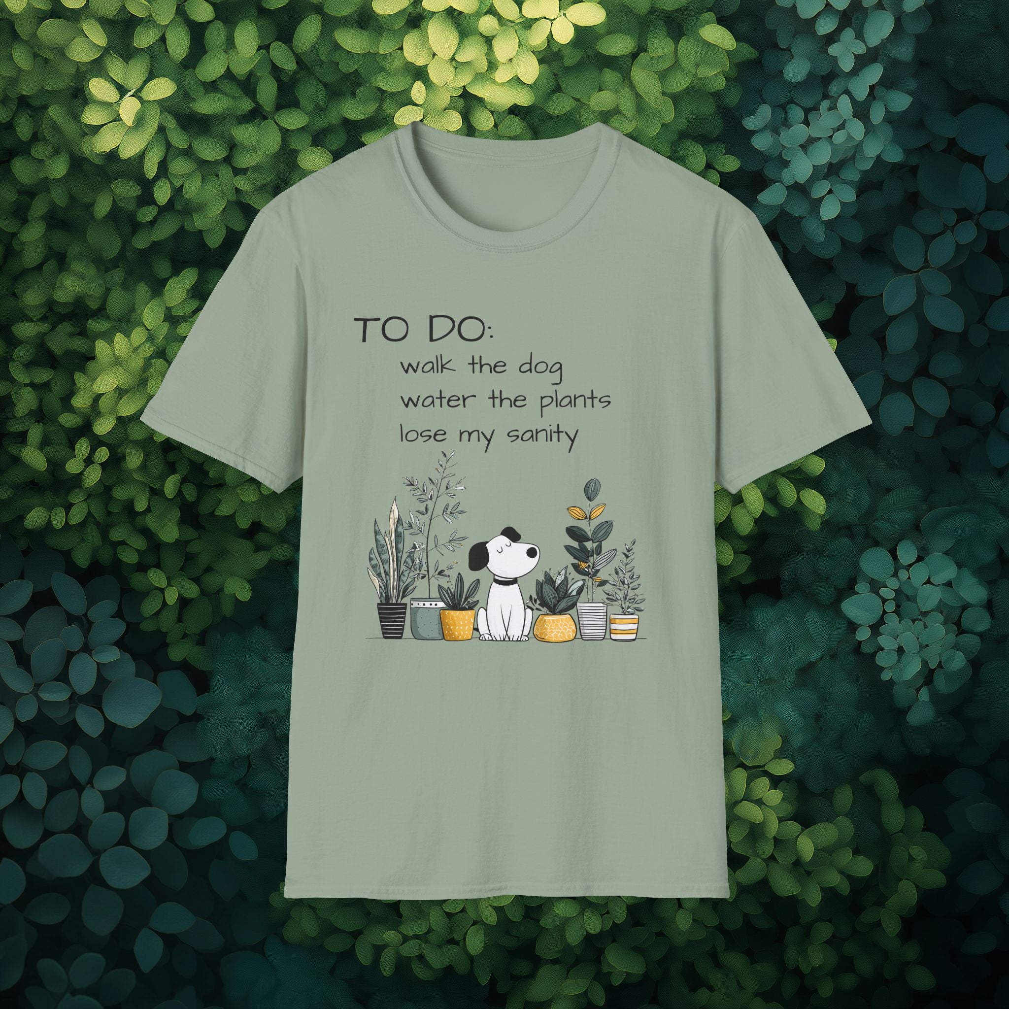 TO DO List T-Shirt – Funny Dog and Plant Life Graphic