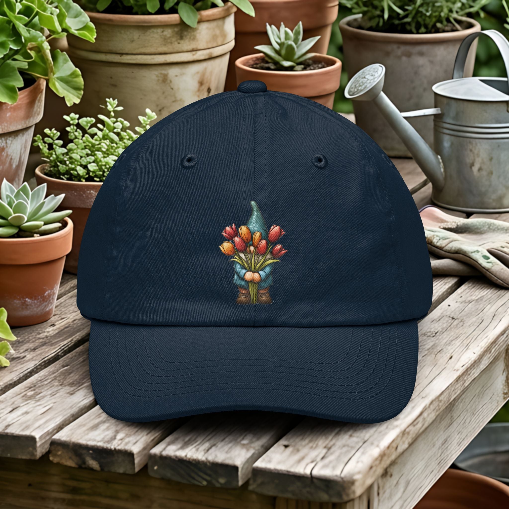 Tulip Bouquet Bashful Garden Gnome Dad Hat