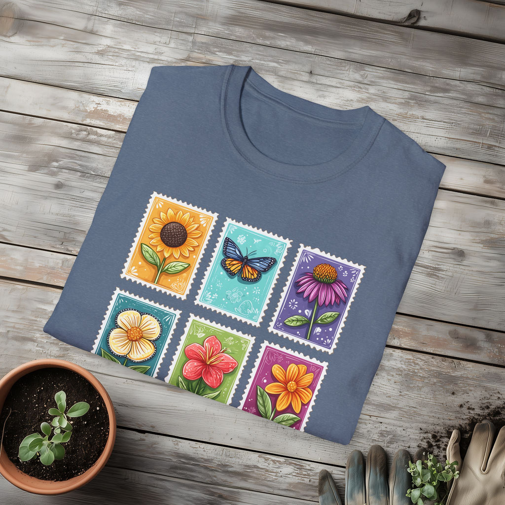 Whimsical 3x3 Floral & Butterfly Stamp Collection T-Shirt