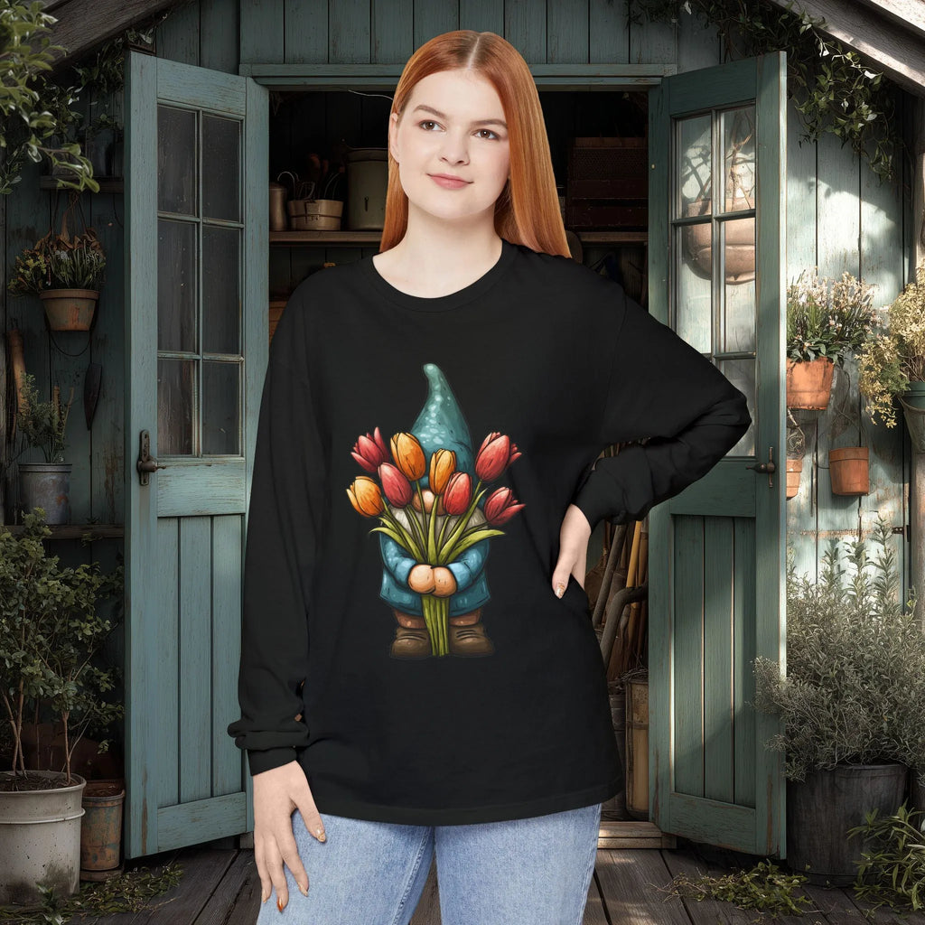 Bashful Gnome Shirt – Tulip Garden Long Sleeve Tee