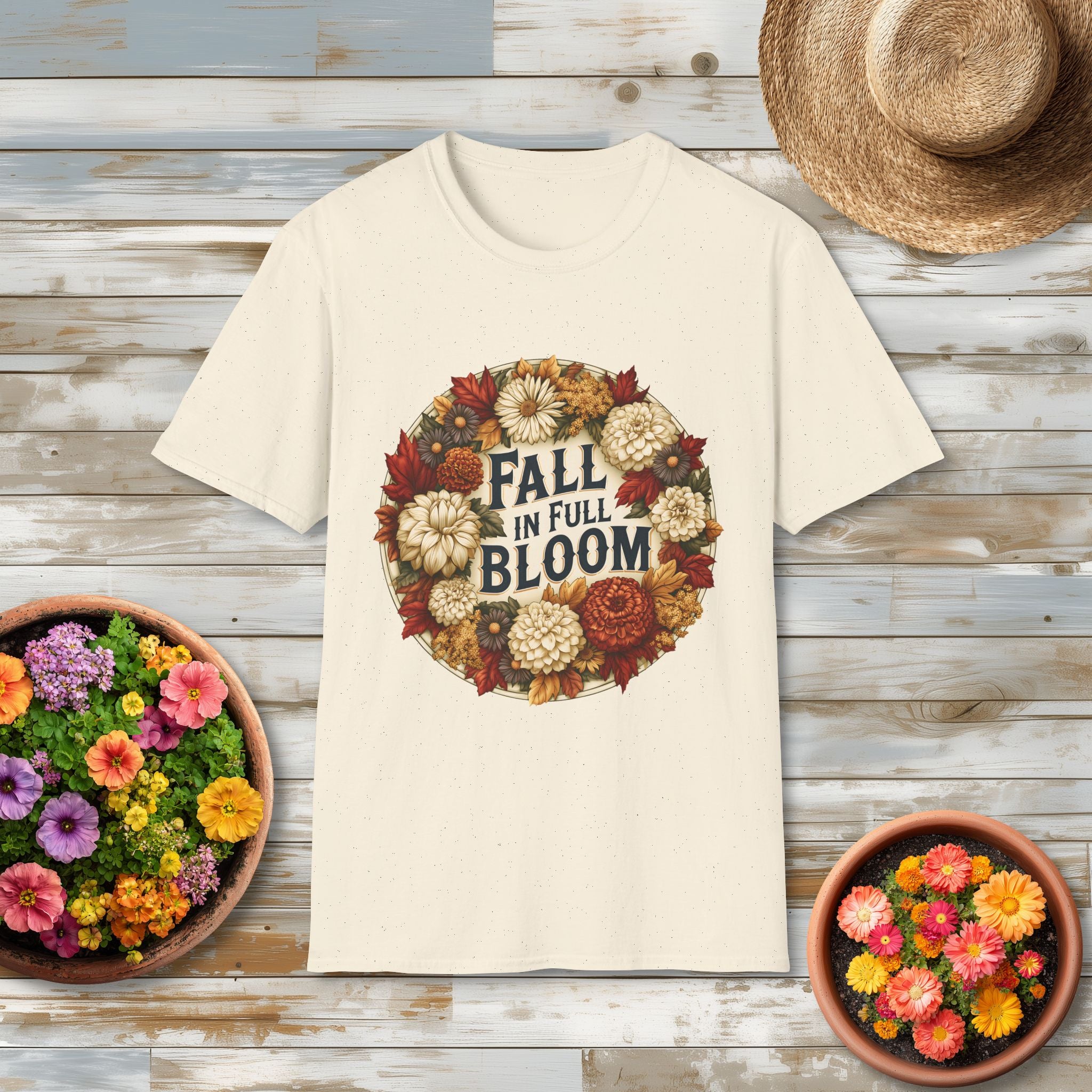 Fall in Full Bloom Floral T-Shirt – Colorful Autumn Garden Tee