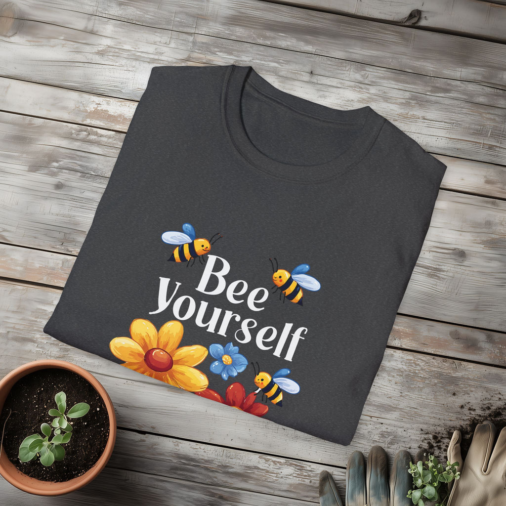 Bee Yourself Cartoon Bees and Flowers T-shirt for Nature and Bee Lovers