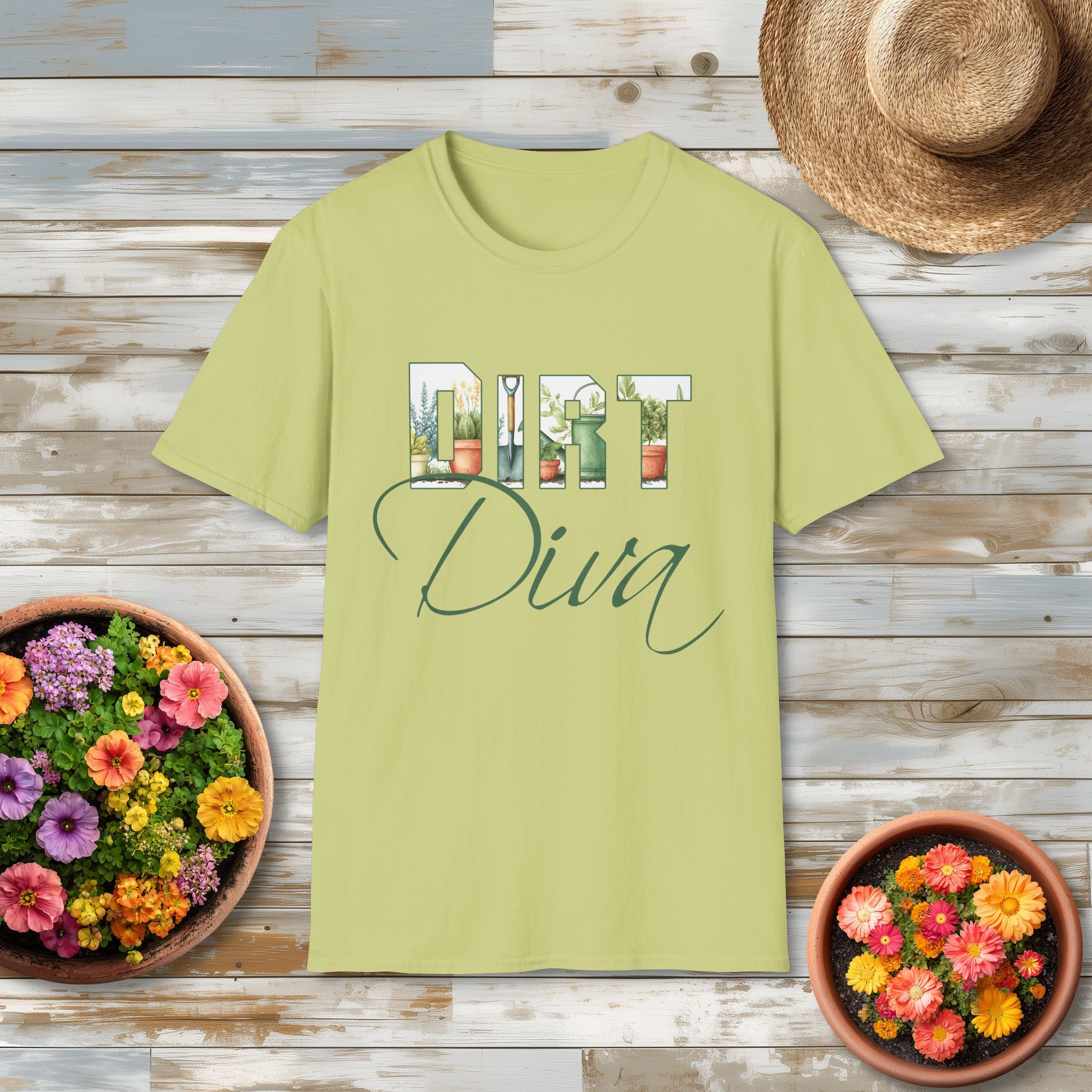 Dirt Diva T-Shirt for Gardeners, Nature Lovers, Summer Casual Wear