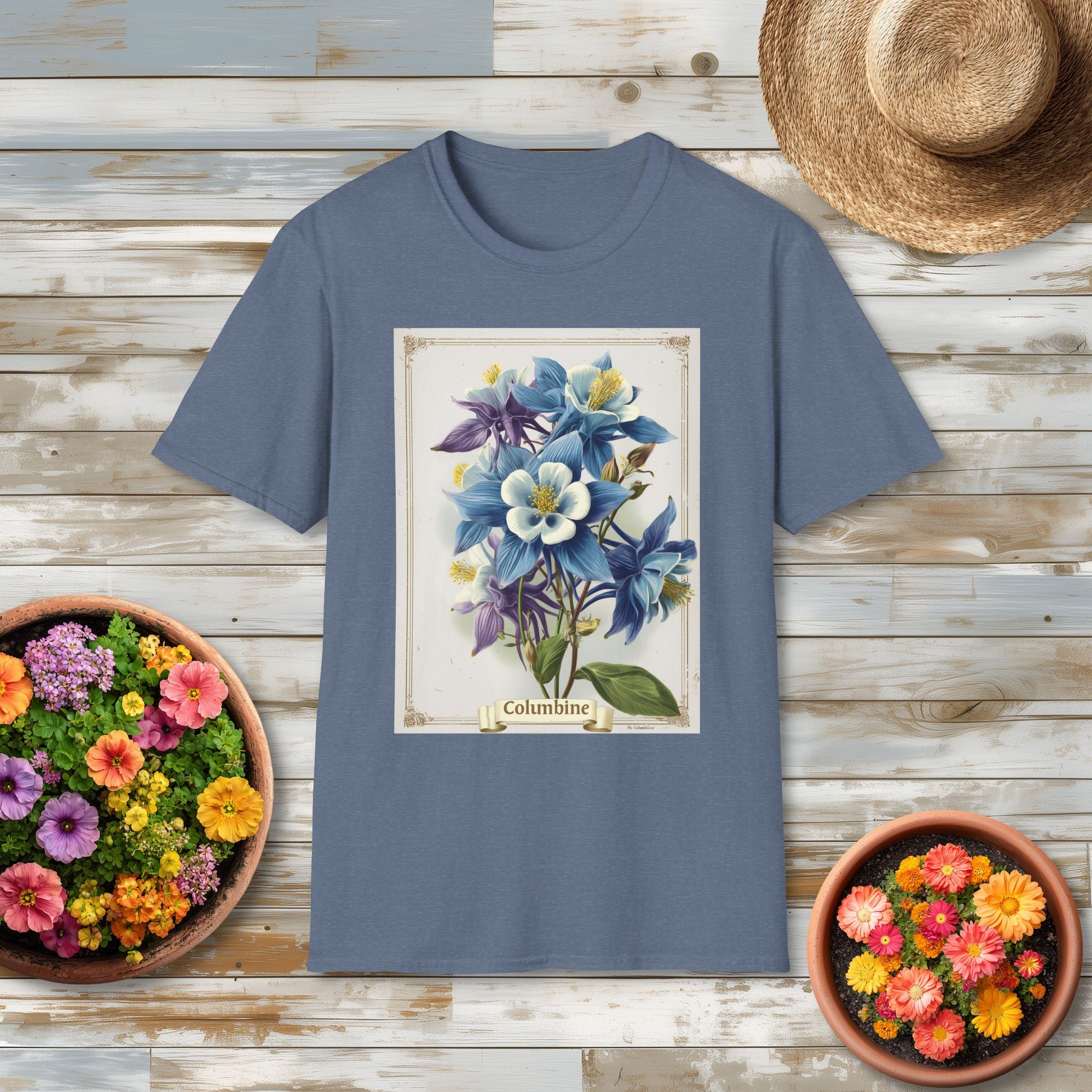 Vintage Columbine Seed Packet T-Shirt for Gardeners