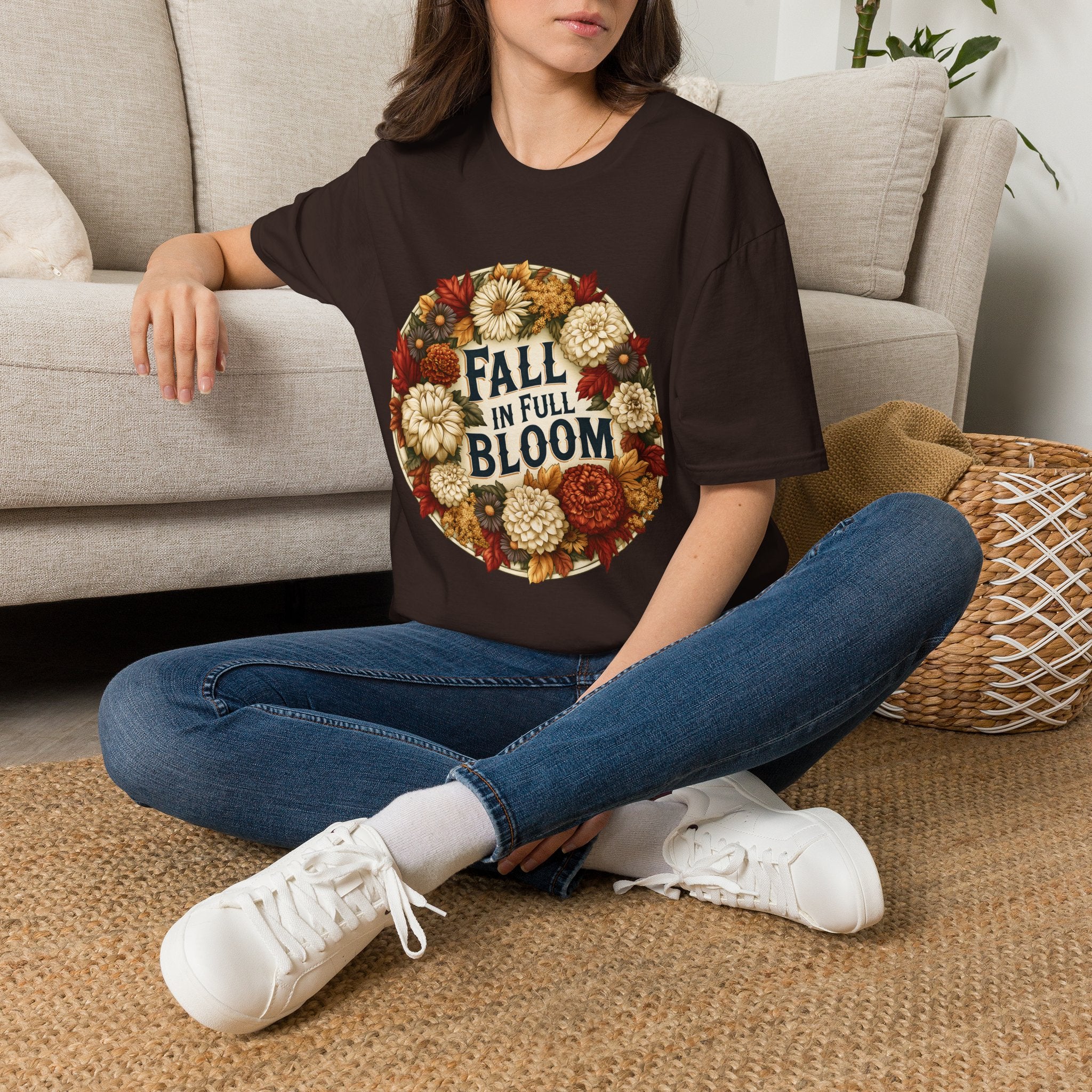Fall in Full Bloom Floral T-Shirt – Colorful Autumn Garden Tee