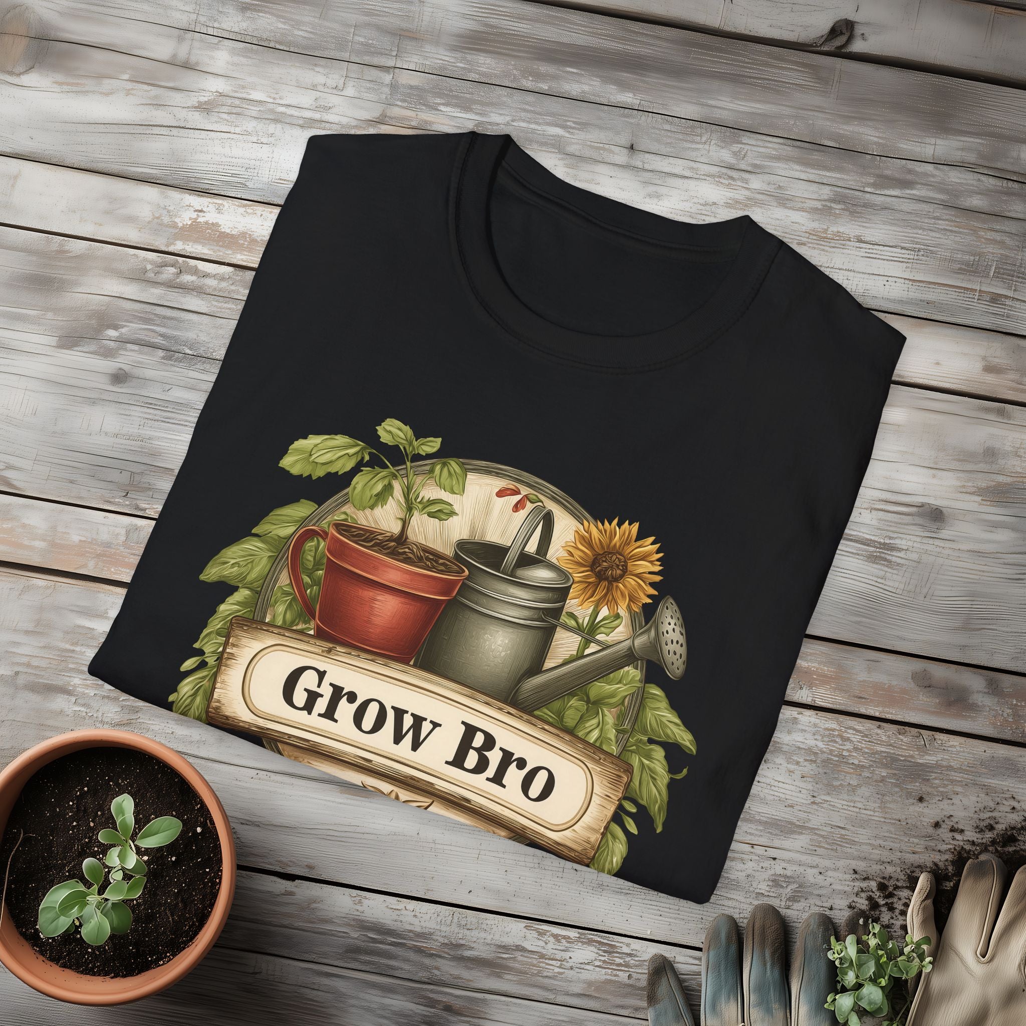 Vintage Grow Bro T-Shirt for  Backyard Gardeners