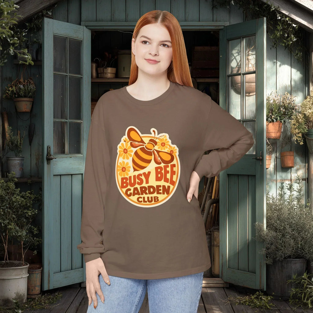 Busy Bee Garden Club Long Sleeve Tee – Retro 60s Bee Shirt