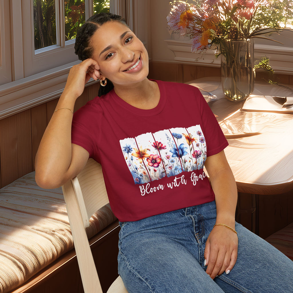 Bloom with Grace  Floral T-shirt for Nature and Flower Lovers