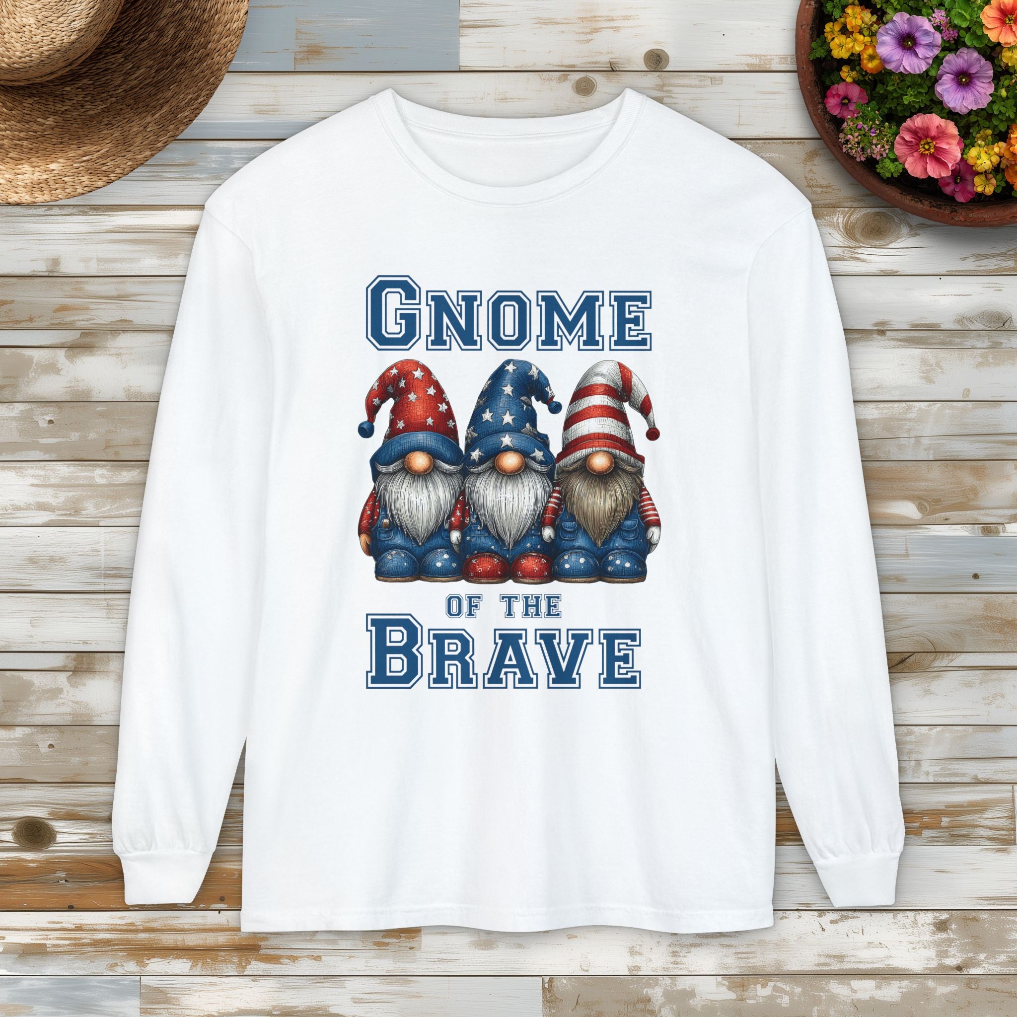 Gnome of the Brave Patriotic Long Sleeve Tee