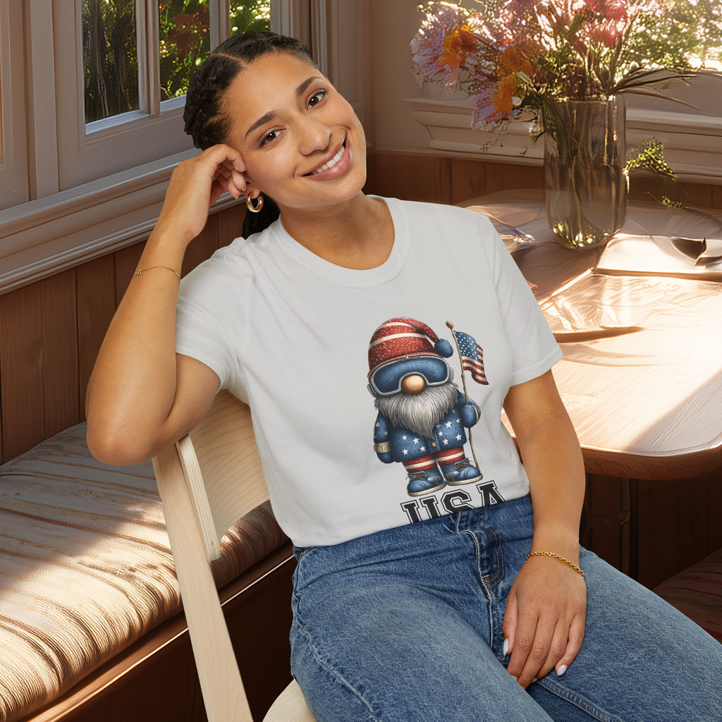 USA Gnome Shirt – Patriotic Winter Sports Tee
