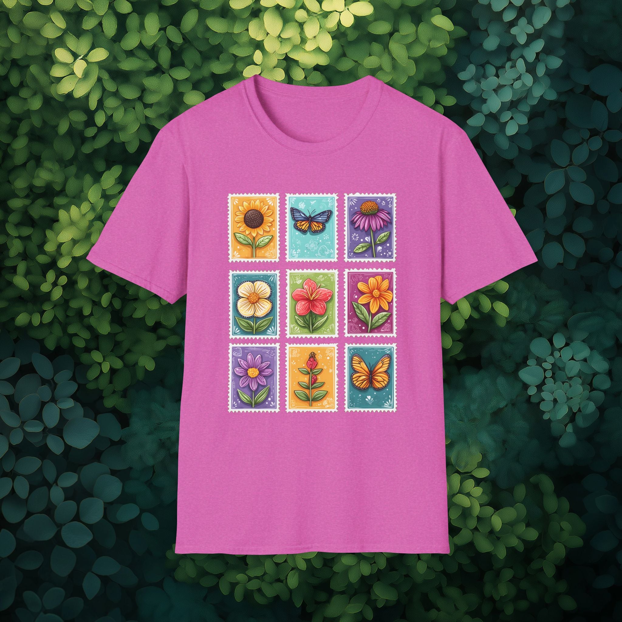 Whimsical 3x3 Floral & Butterfly Stamp Collection T-Shirt