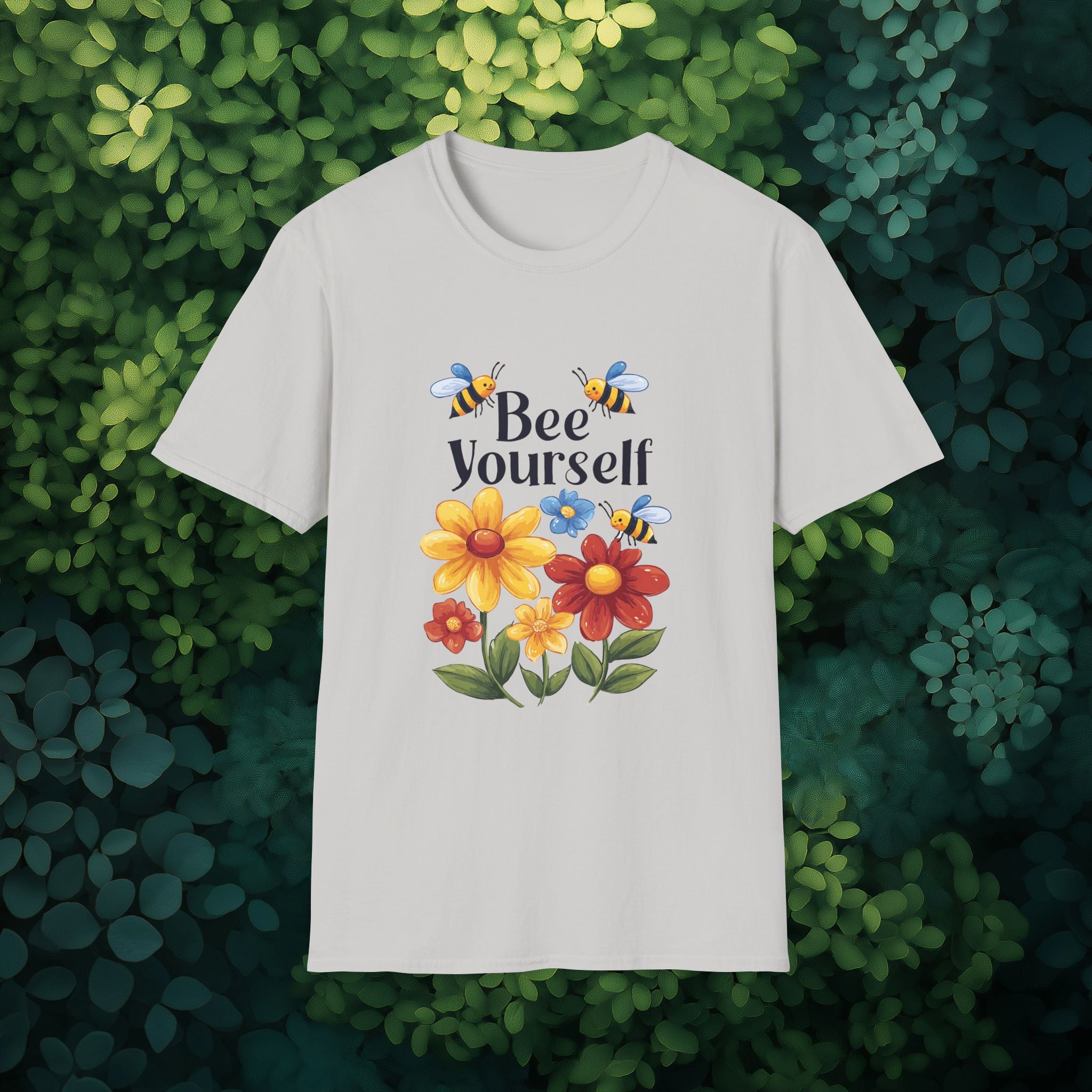 Bee Yourself Cartoon Bees and Flowers T-shirt for Nature and Bee Lovers