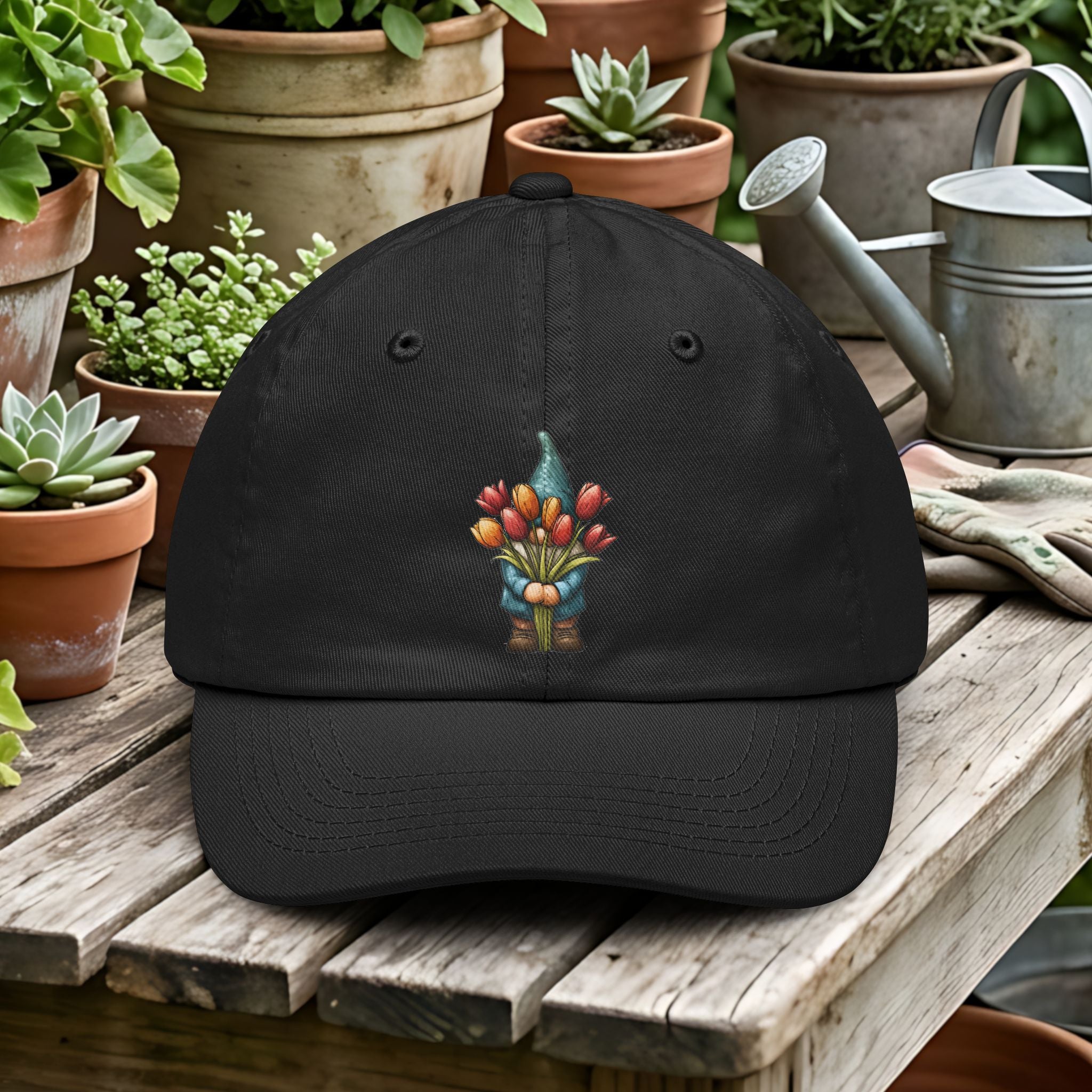 Tulip Bouquet Bashful Garden Gnome Dad Hat
