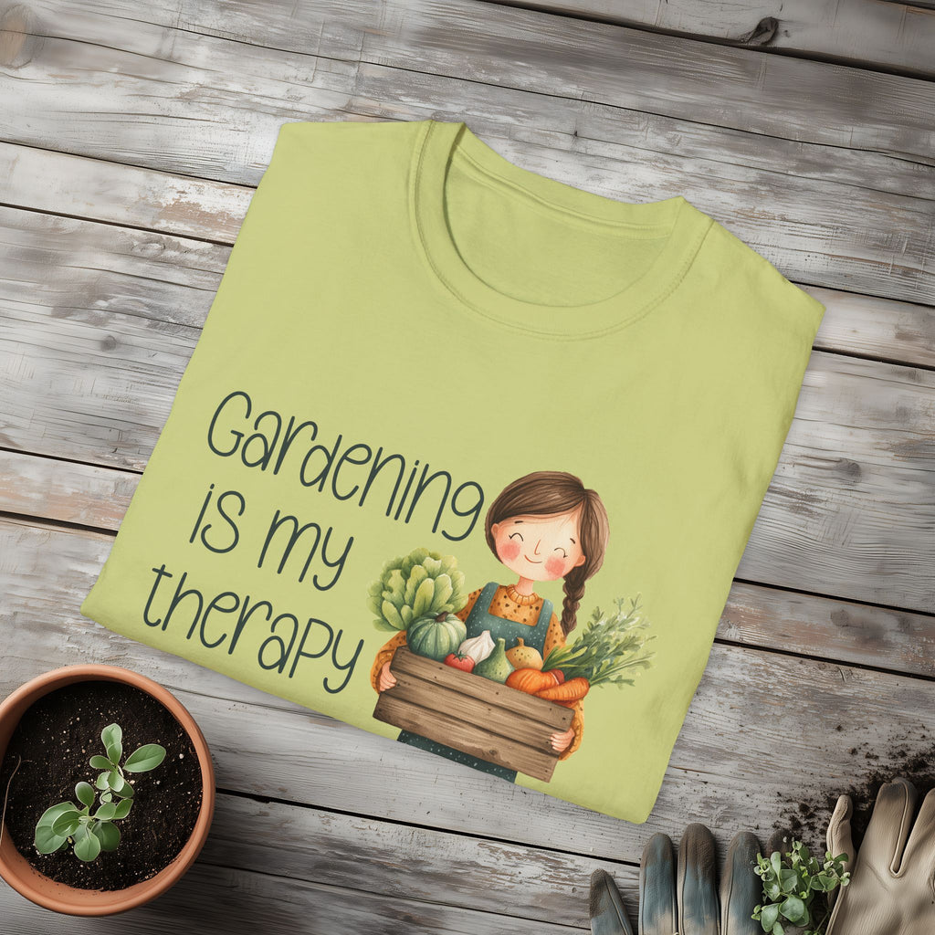 Gardening is My Therapy, Cartoon Gardener T-Shirt