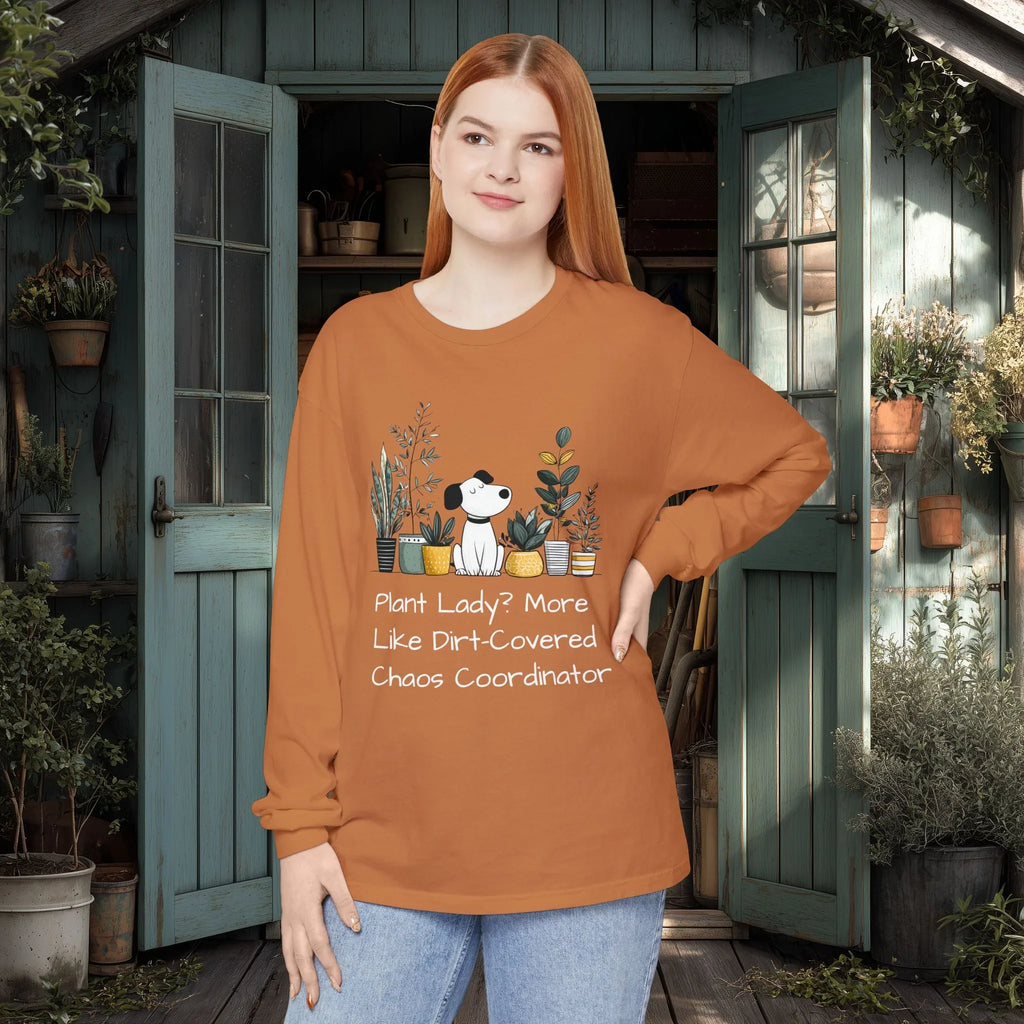 Plant Lady Chaos Coordinator - Dog & Plants Long Sleeve Tee