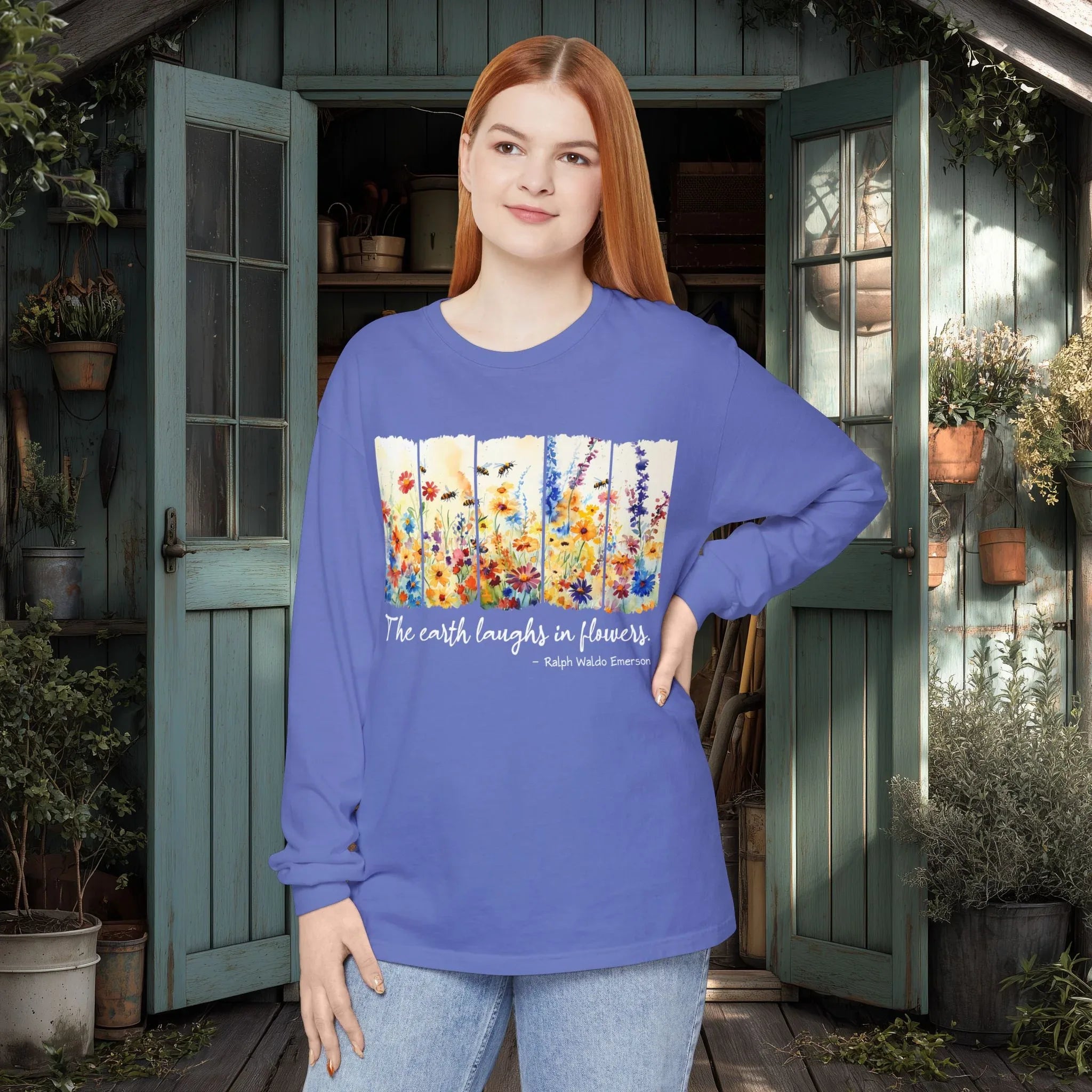 Earth Laughs in Flowers Long Sleeve Shirt – Emerson Wildflower Tee