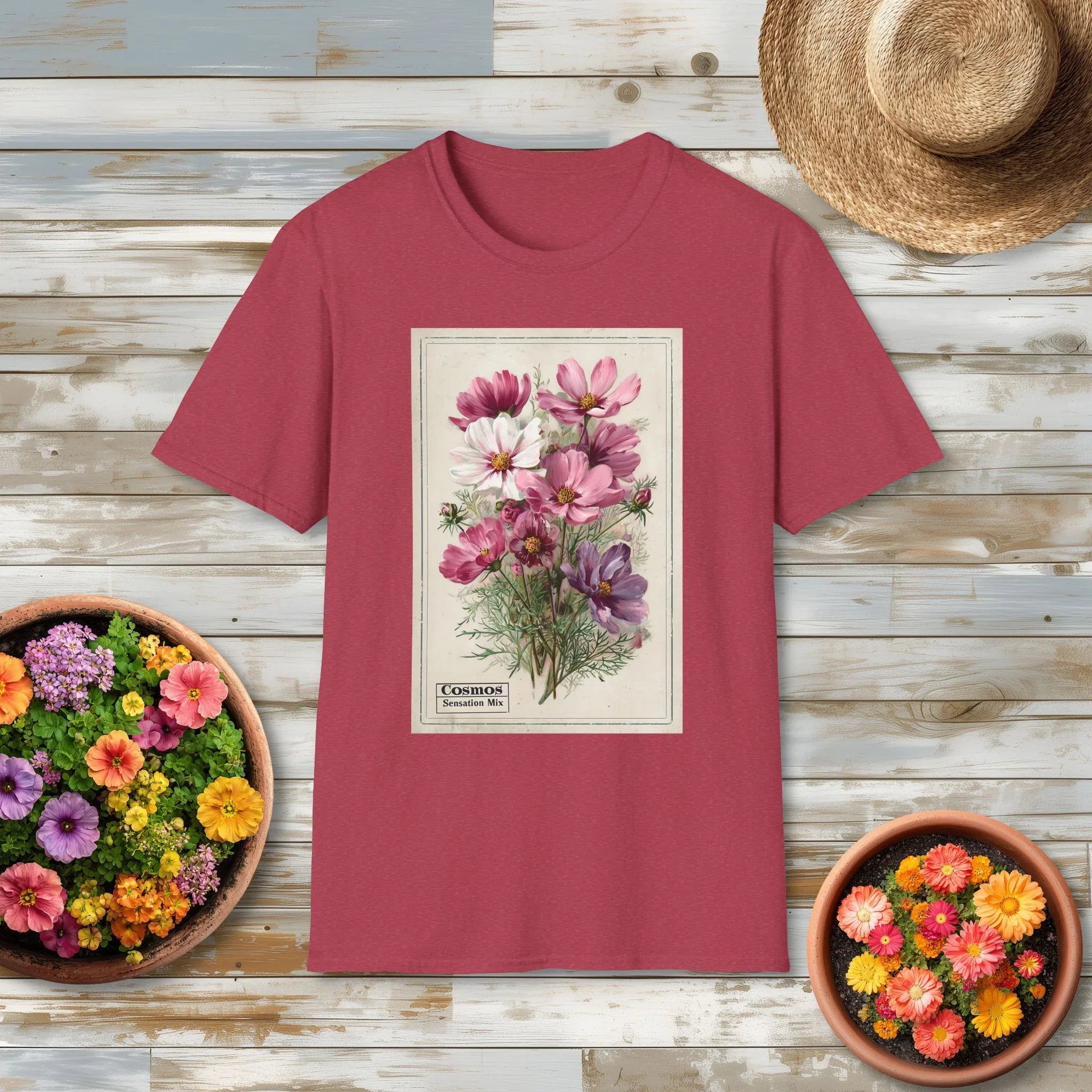 Cosmos Vintage Seed Packet T-Shirt for Gardeners