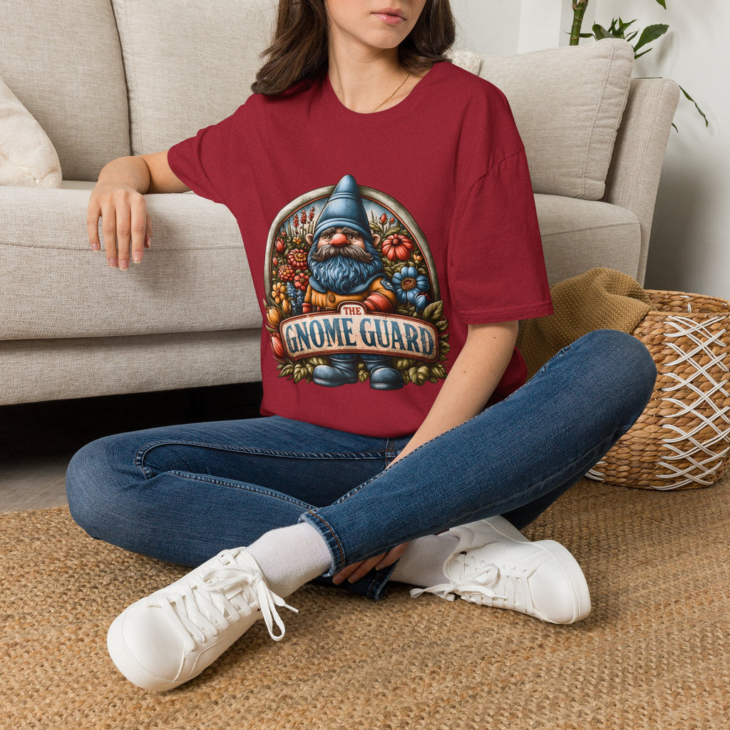 Funny Gnome Guard Garden Emblem T-shirt