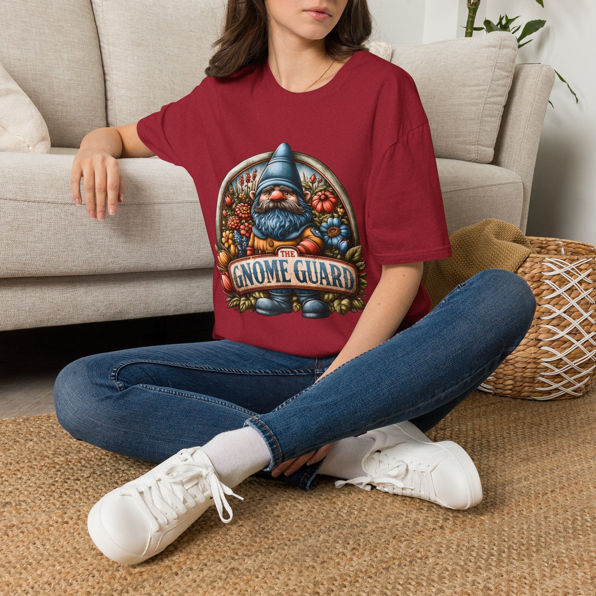 Funny Gnome Guard Garden Emblem T-shirt