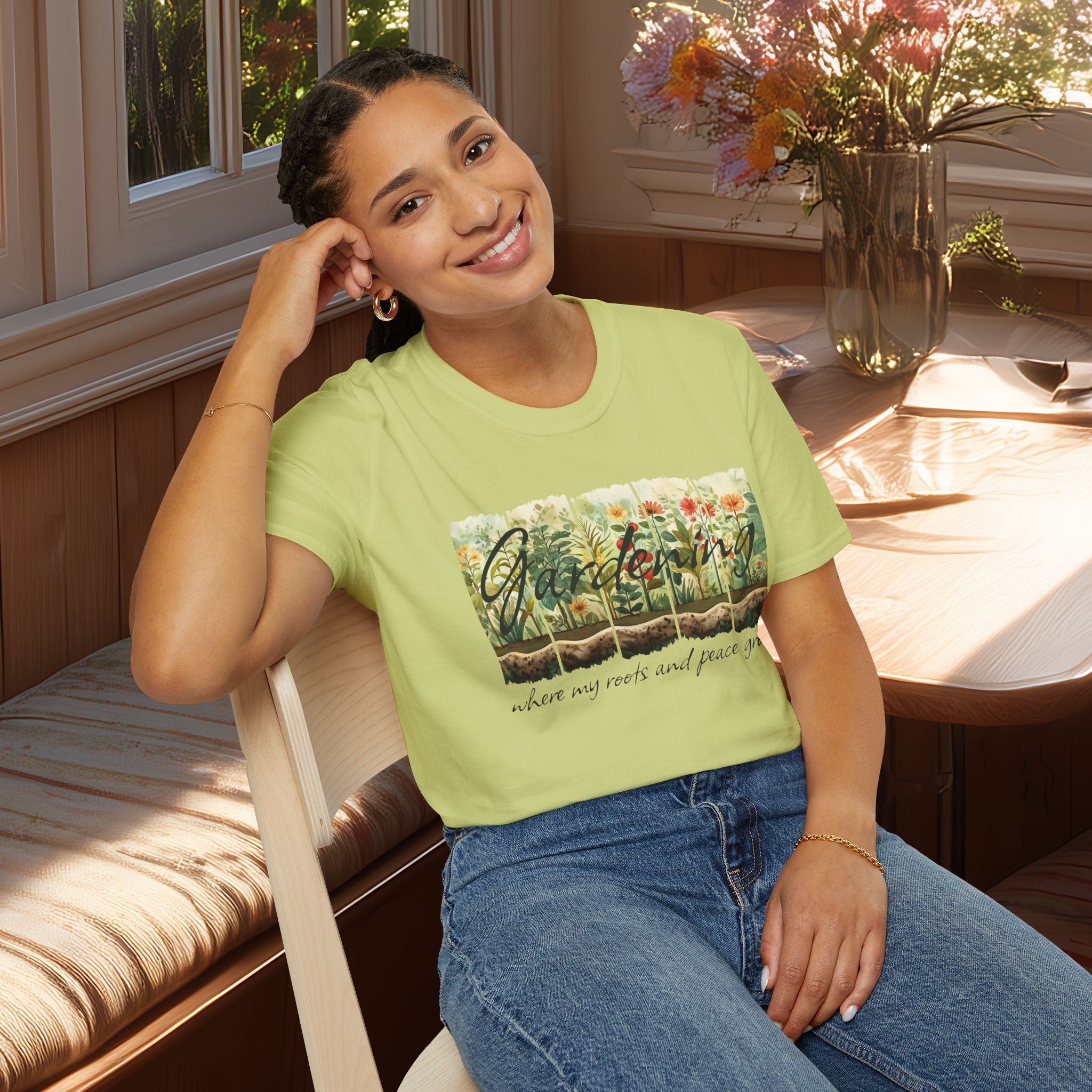 Where My Roots and Peace Grow T-Shirt for Gardeners